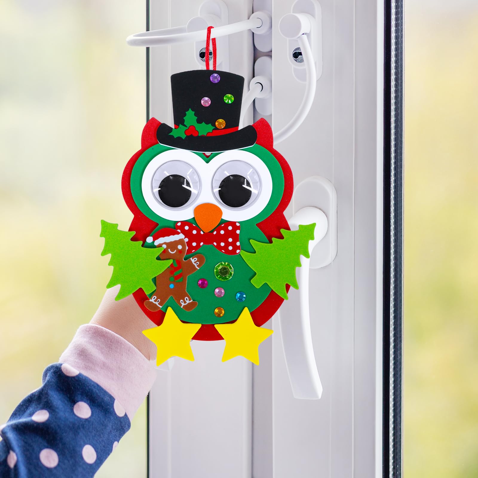 Winlyn 24 Sets Christmas Craft Kits - DIY Foam Owl Ornaments & Holiday Stickers for Kids, Winter Crafts, Christmas Tree Decorations - Perfect for Home, Classroom Activities & Holiday Party Favors