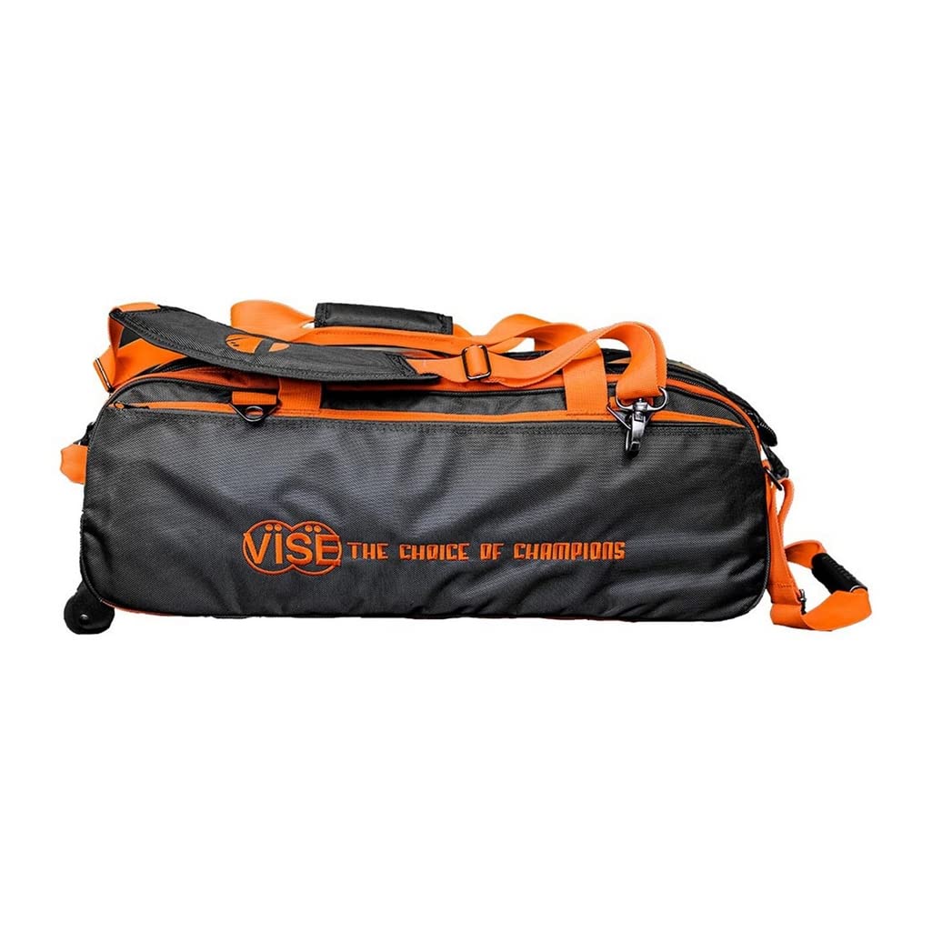 Vise Clear Top 3 Ball Tote Roller Bowling Bag - Black/Orange - Durable Bowling Equipment for League Play & Tournament Travel