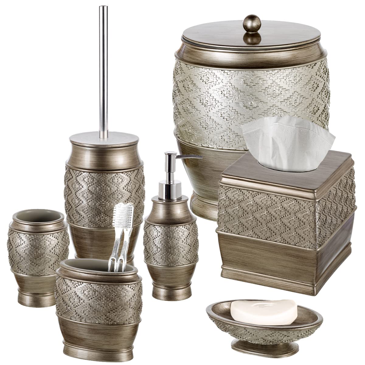 Dublin Silver Toilet Brush Set with Holder - Decorative Bathroom Cleaning Tool - Space Saving Toilet Bowl Scrubber for Modern Homes | Ideal for Small Bathrooms & Guest Powder Rooms