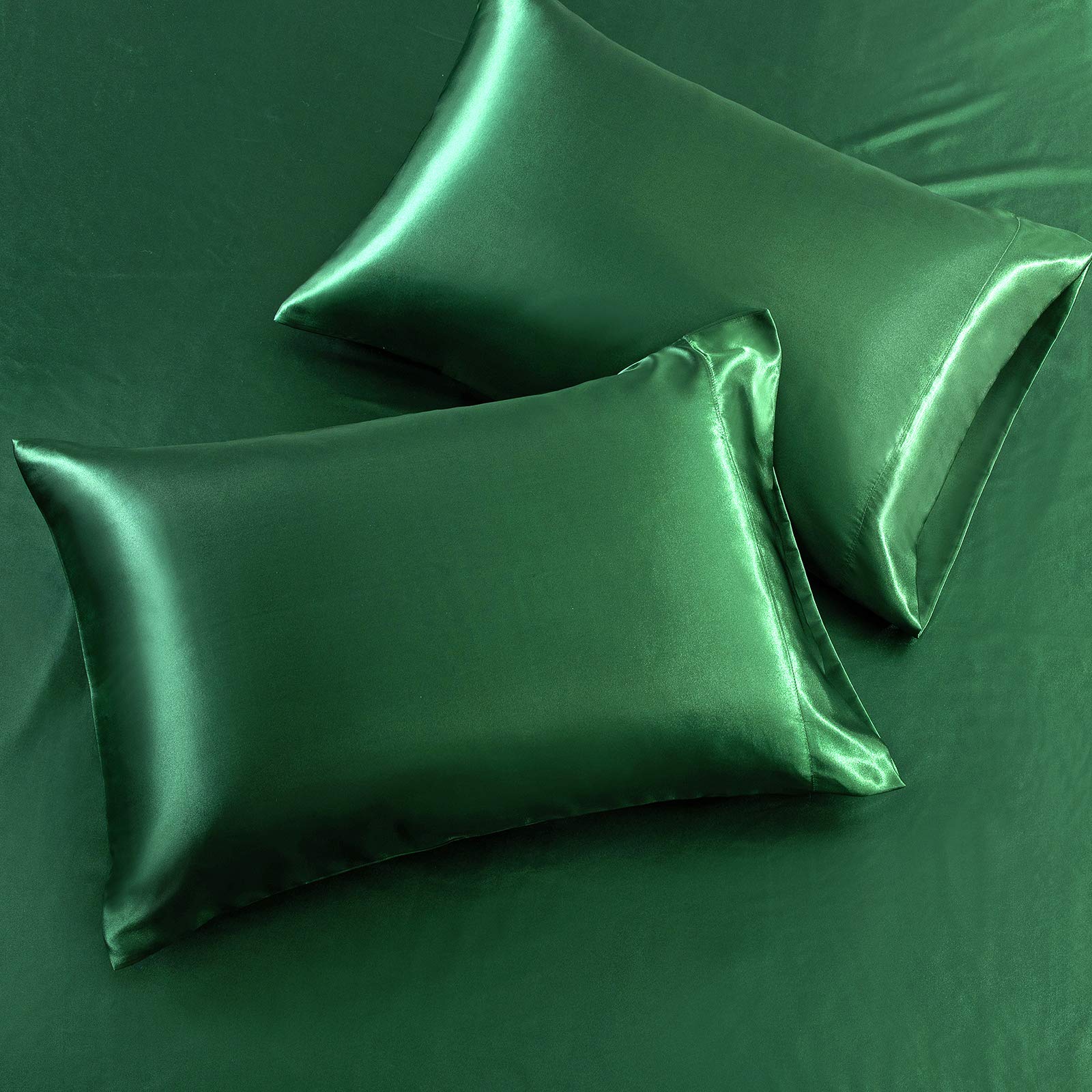 SiinvdaBZX 4Pcs Satin Sheet Set - Extra Deep Pocket Queen Size (Fits 18-24 Inch Mattress) - Ultra Soft Silky Emerald Green Bedding for Luxurious Sleep & Elegant Bedroom Decor