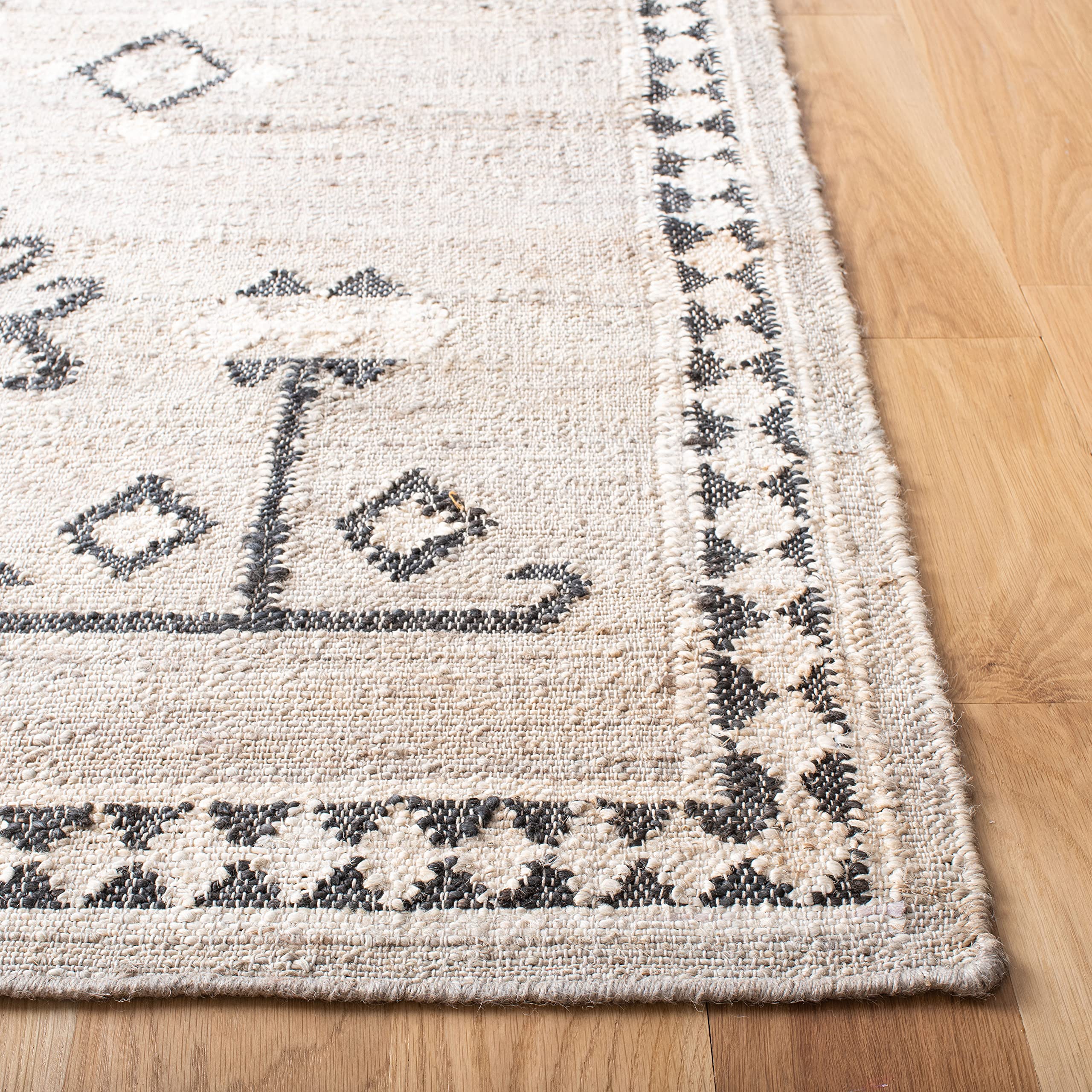 SAFAVIEH Kilim Collection 7' Square Grey/Black KLM762F Handmade Flatweave Premium Jute Area Rug - Perfect for Living Room, Dining Room & Bedroom Decor