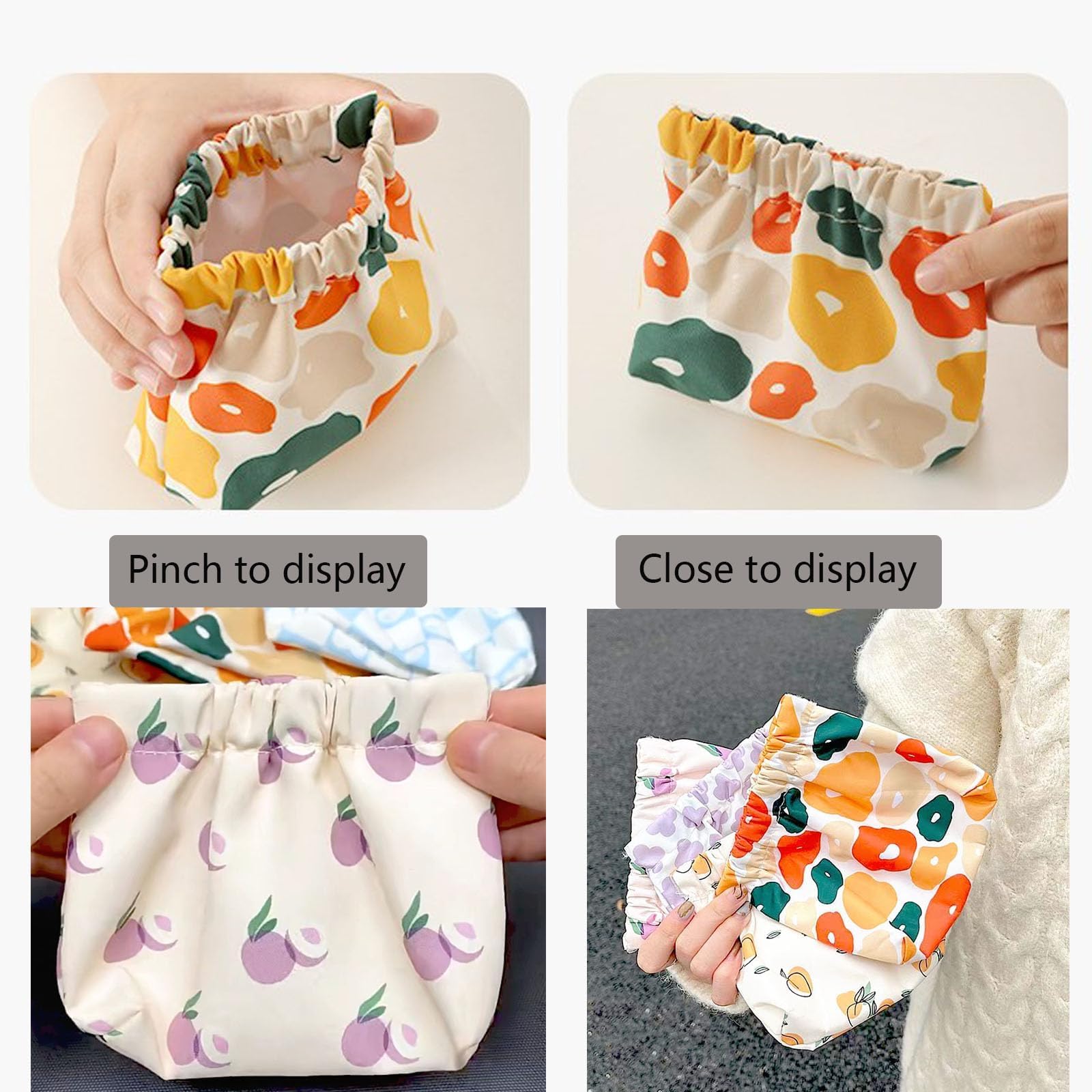 Portable Mini Storage Bag for Purse - No Zipper Self-Closing Purse Organizer - Perfect for Cosmetics, Jewelry & Small Essentials - Travel, Work & Everyday Use