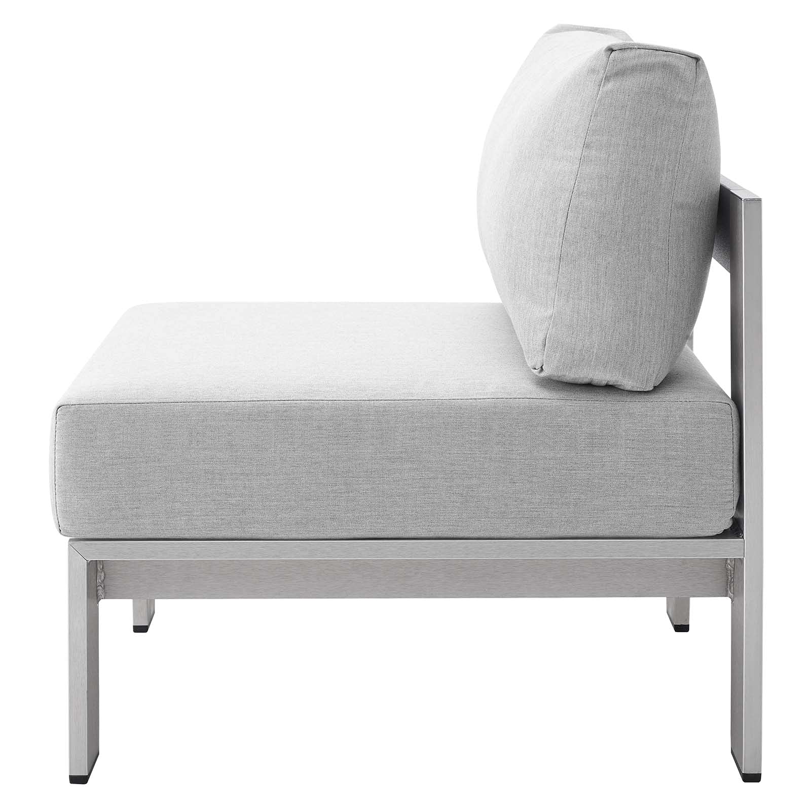 Modern Outdoor Patio Lounge Chair & Table Set - Silver Grey Fabric & Aluminum Furniture for Garden, Cafe, Poolside Relaxation