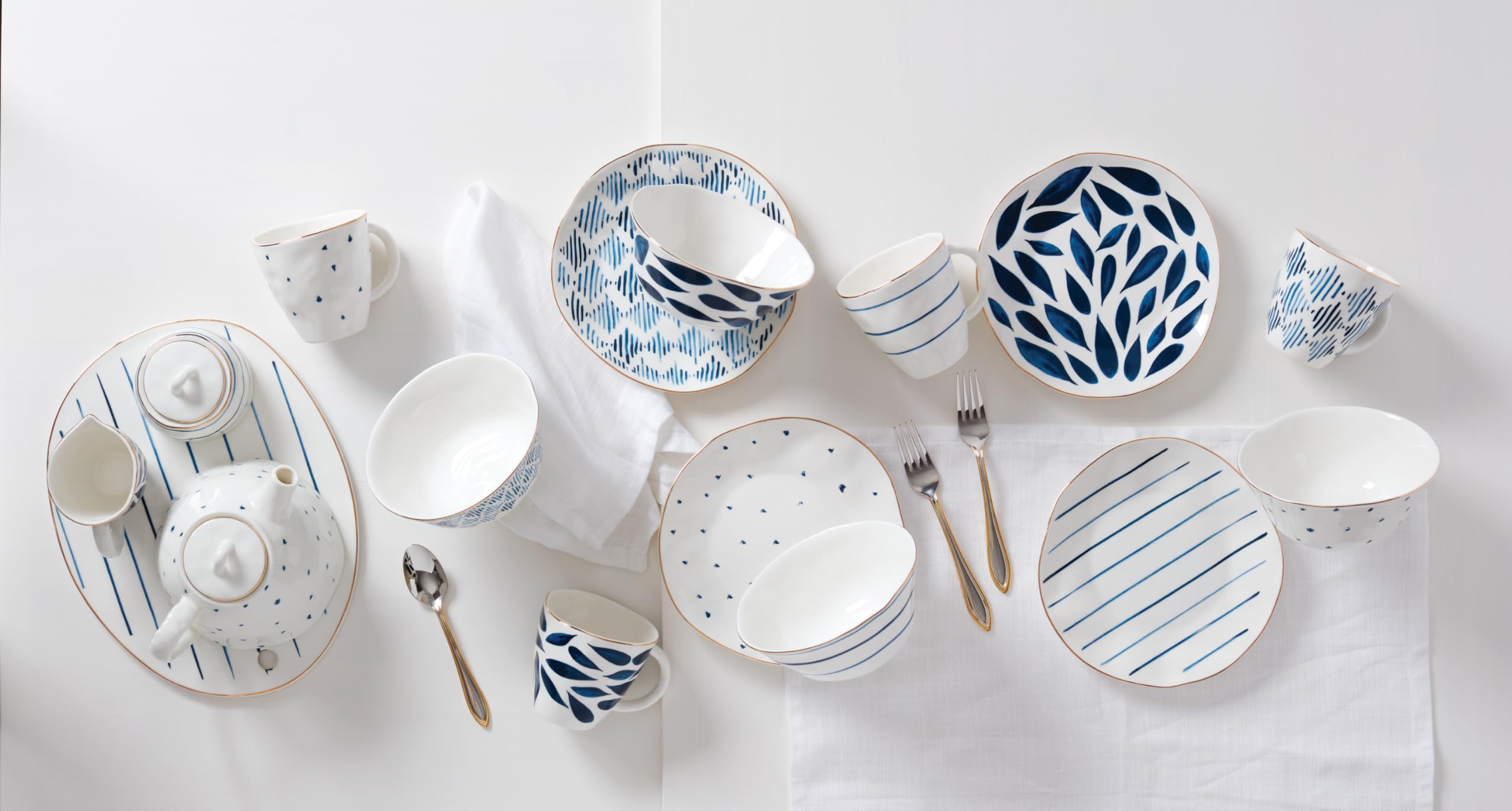 Lenox Blue Bay 12-Piece Dessert Plates Set - Elegant Fine China for Formal Dining & Entertaining (10.30 LB) - Perfect for Dinner Parties, Holiday Gatherings & Special Occasions