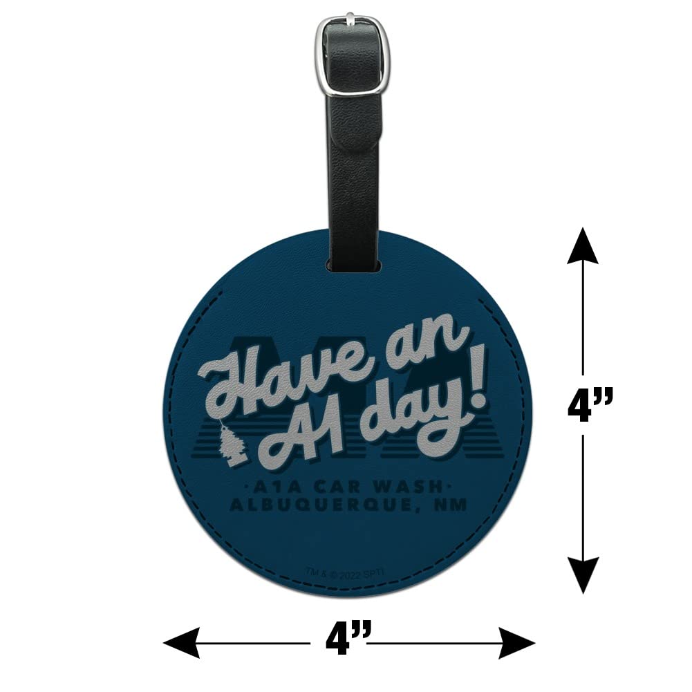 Breaking Bad A1A Car Wash Round Leather Luggage Tag - Durable Suitcase ID Tag for Travel & Carry-On Bags | Perfect for Business Trips, Vacations & Gift Giving