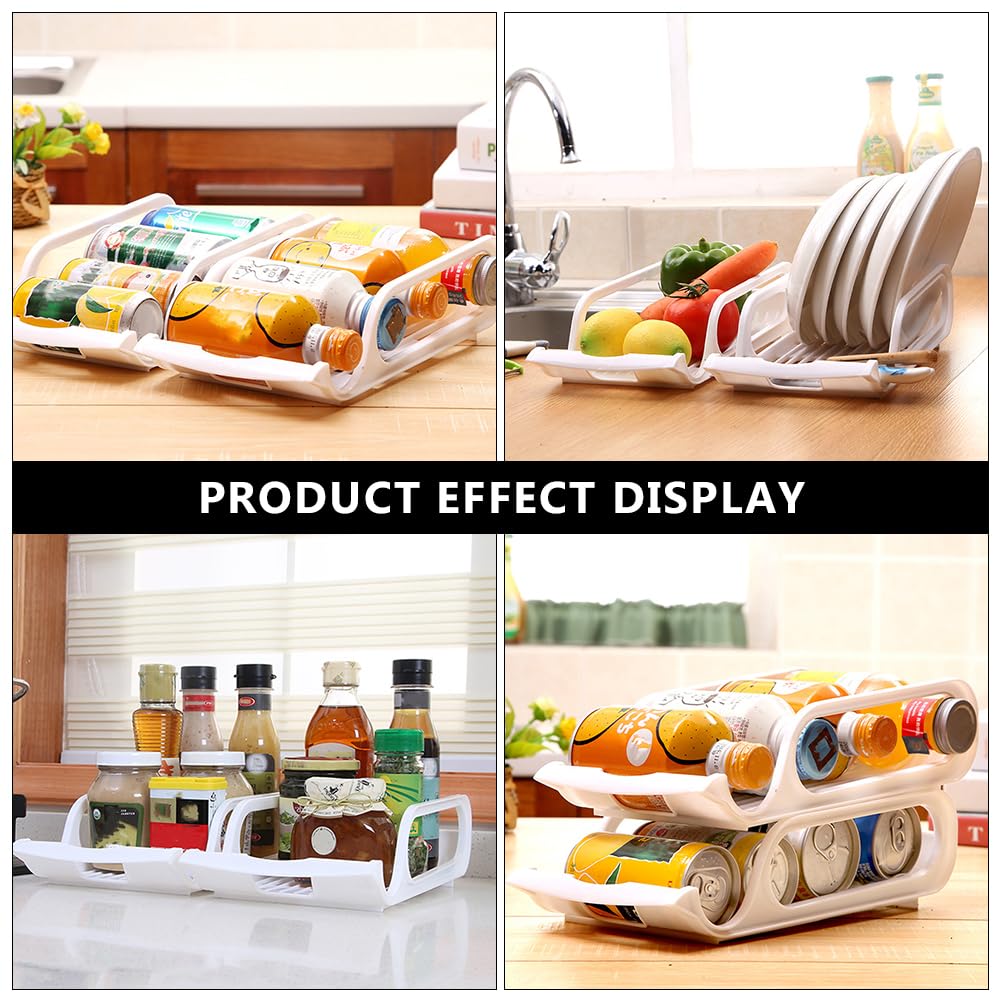 2-Pack Stackable Plastic Can Organizer with Handles - Pantry & Kitchen Storage Solution for Canned Food - Space-Saving Cabinet & Countertop Organizer (White) - Perfect for Home, Restaurant & Office Organization