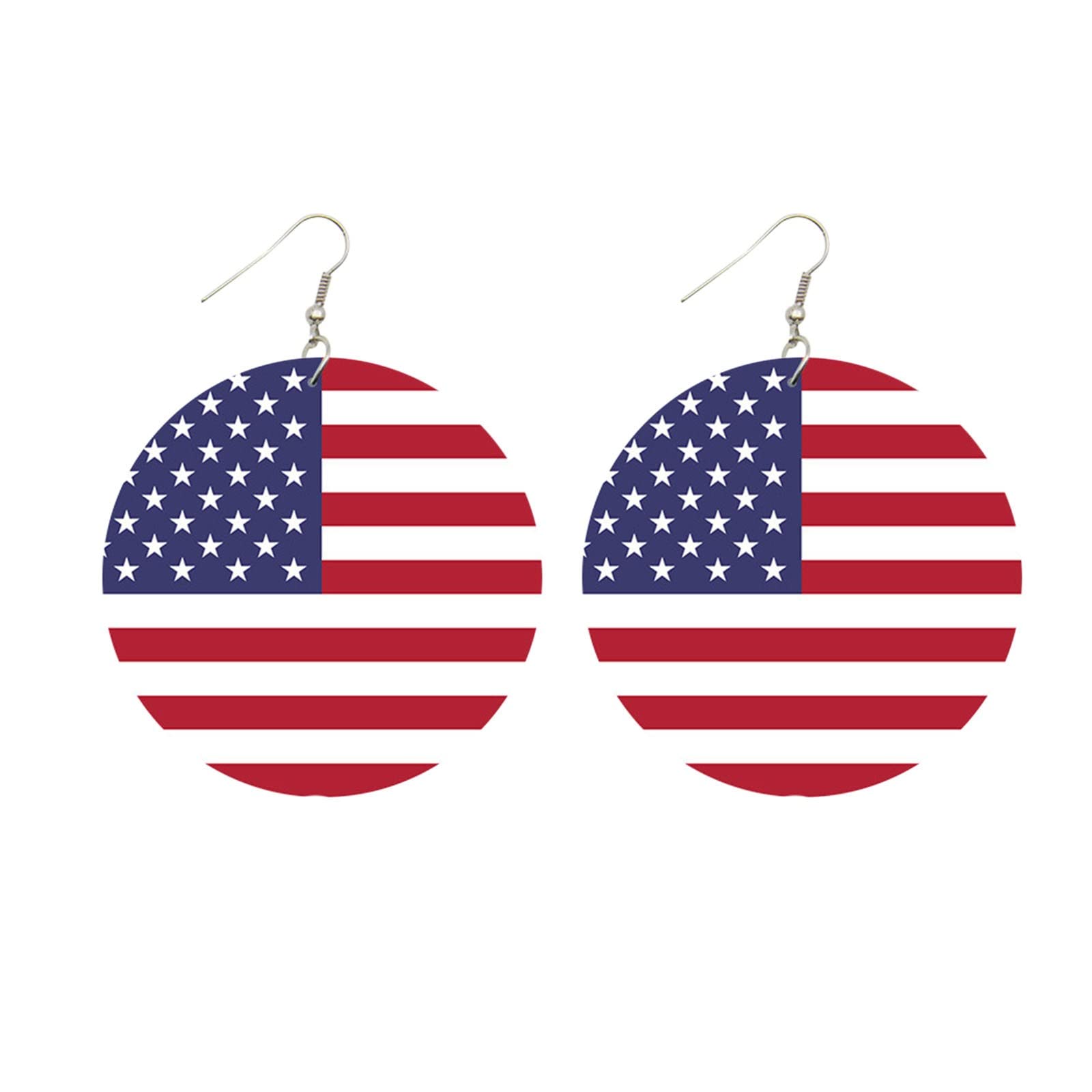 Colorful Wooden Circle Flag Earrings for Women & Girls - Cute Printed Studs with Fake Diamonds - Perfect for Easter, Parties & Everyday Wear