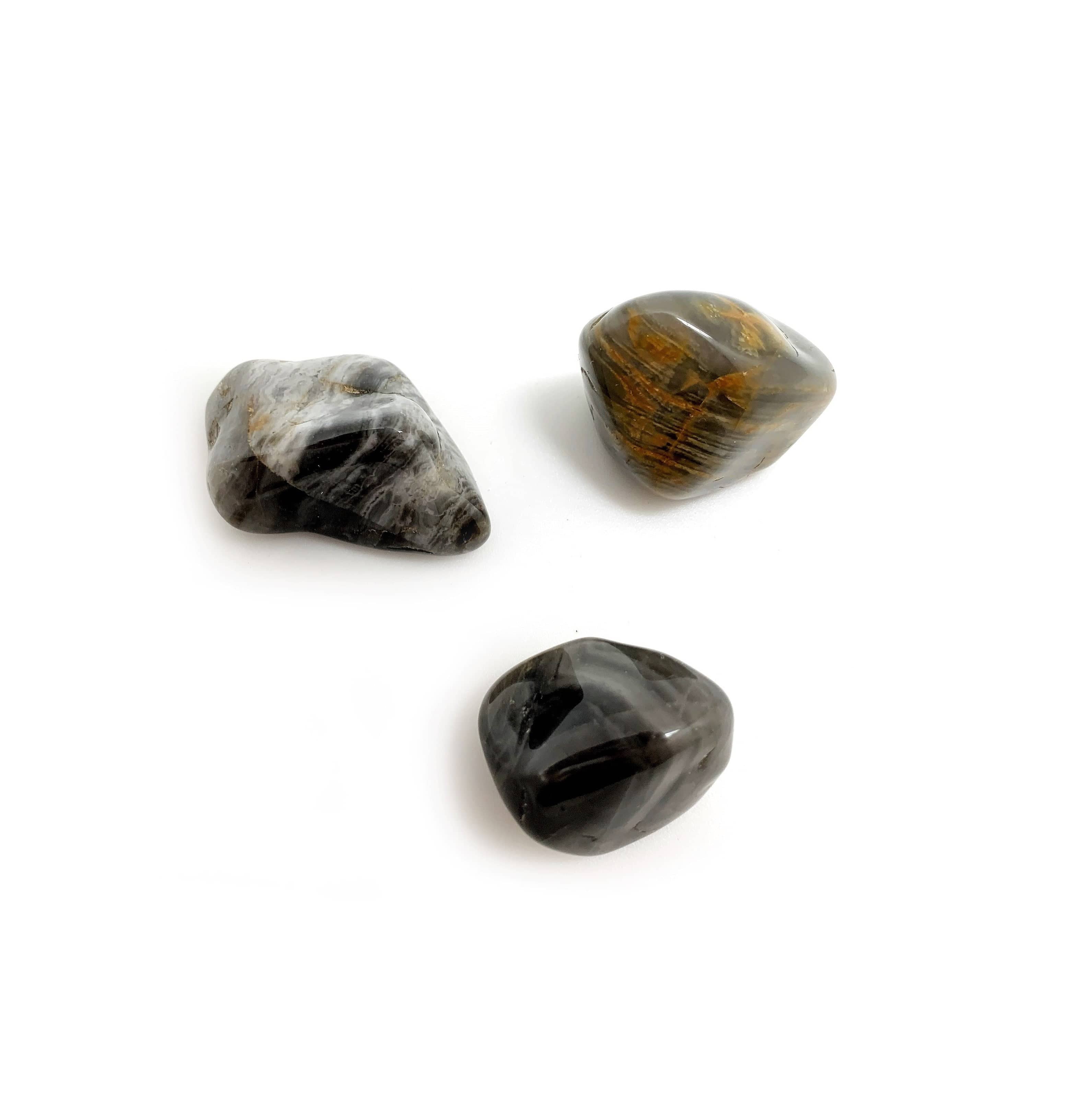 Chert Black & Cream Tumbled Pocket Stone - Natural Healing Crystal for Meditation, Stress Relief & Energy Balancing - Perfect for Yoga, Reiki & Home Decor