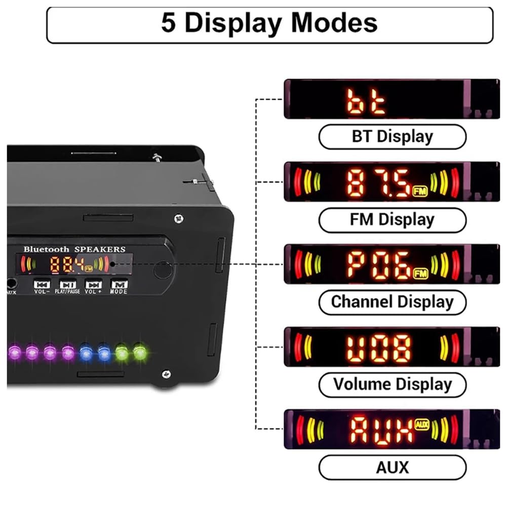 DIY Bluetooth Speaker Kit with LED FM Radio, USB, Digital Display - Mini Home Sound Amplifier for Soldering Projects (Black) | Perfect for STEM Education, DIY Enthusiasts & Home Audio Projects