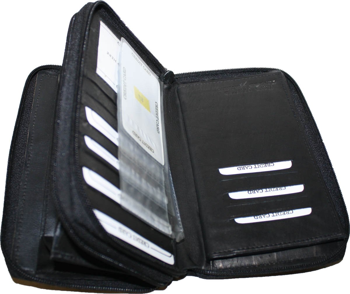 Genuine Leather Dubole Zipper Wallet & Checkbook Cover for Men & Women - RFID Blocking Bifold Wallet with Multiple Card Slots - Perfect for Business, Travel & Everyday Use (Black-814)
