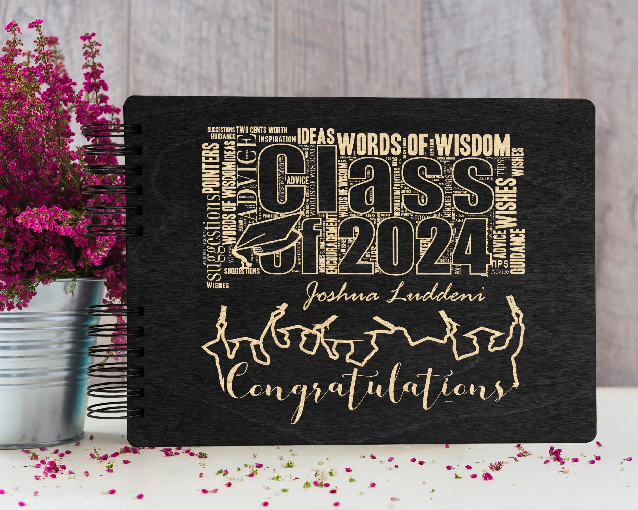 Personalized Wooden Graduation Guest Book - Custom Rustic Photo Album for Graduation Party Decorations & Gifts | Made in USA | Perfect for Graduation Ceremonies, Open House Events & Memory Keepsakes