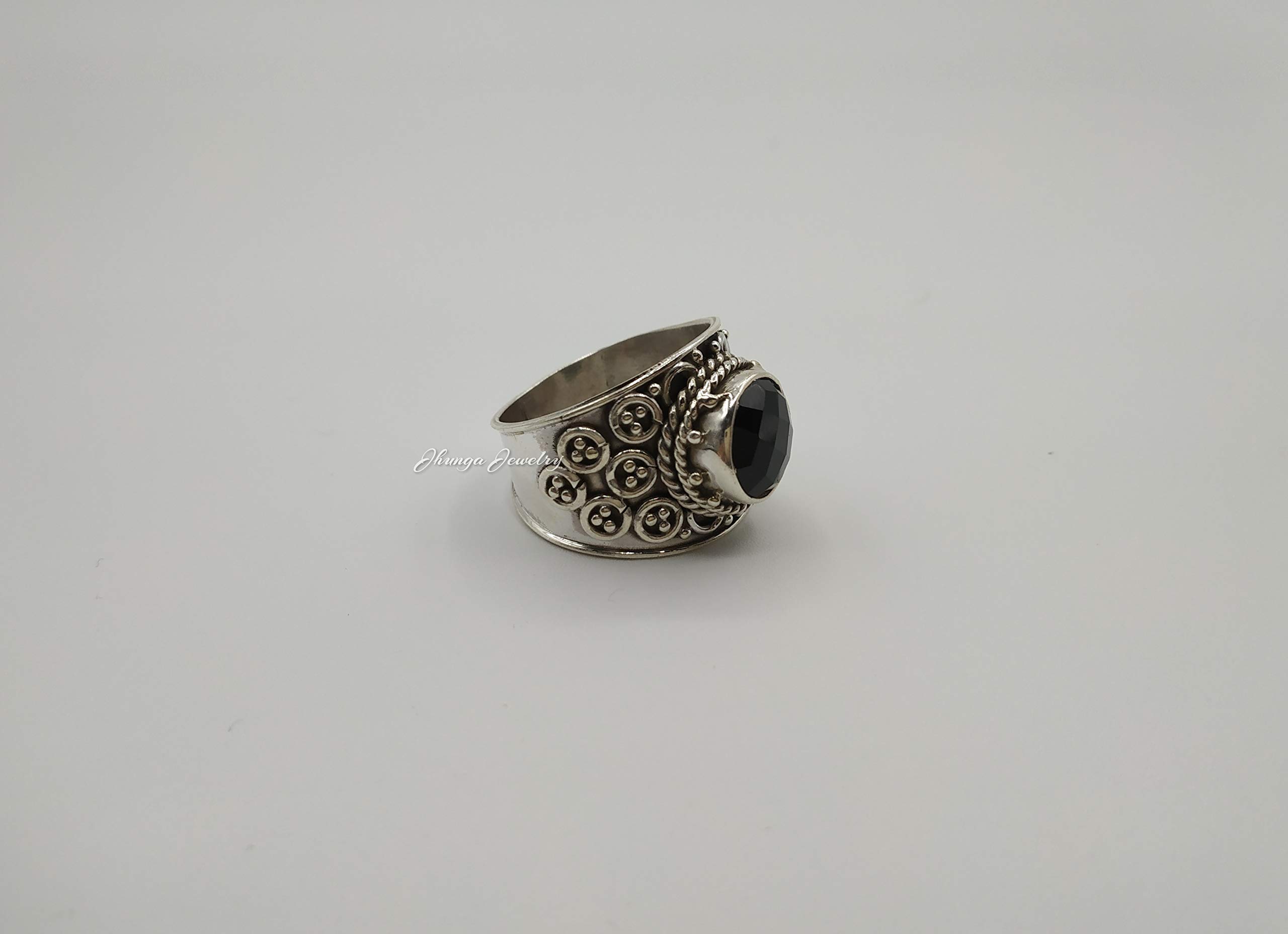 Natural Black Onyx Ring for Women - 925 Sterling Silver Handmade Gemstone Jewelry, Round Onyx Stone Ring, Modern & Dainty Unique Gift for Her - Perfect for Weddings, Anniversaries & Special Occasions