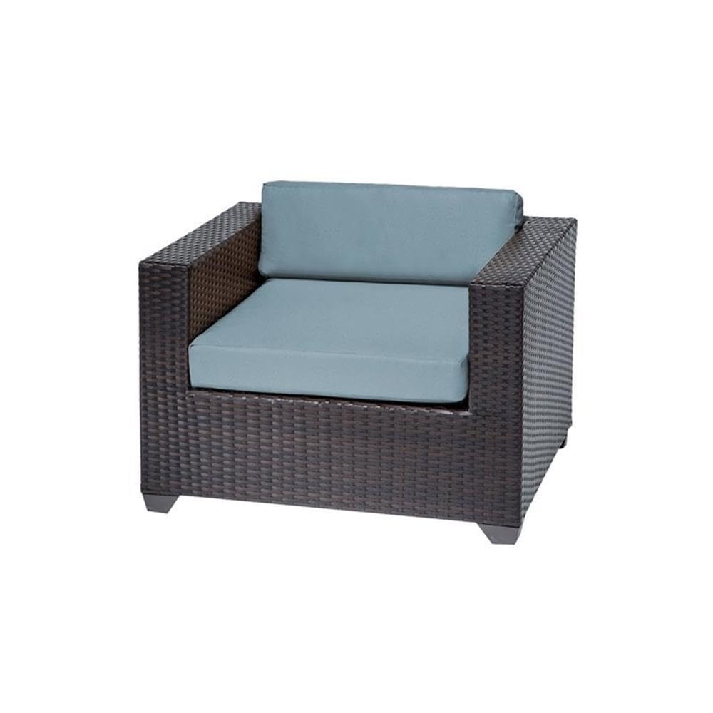 TK Classics Belle Outdoor Wicker Patio Club Chair - All-Weather Resin Rattan Lounge Chair with Cushion, Perfect for Poolside, Garden, and Patio Relaxation