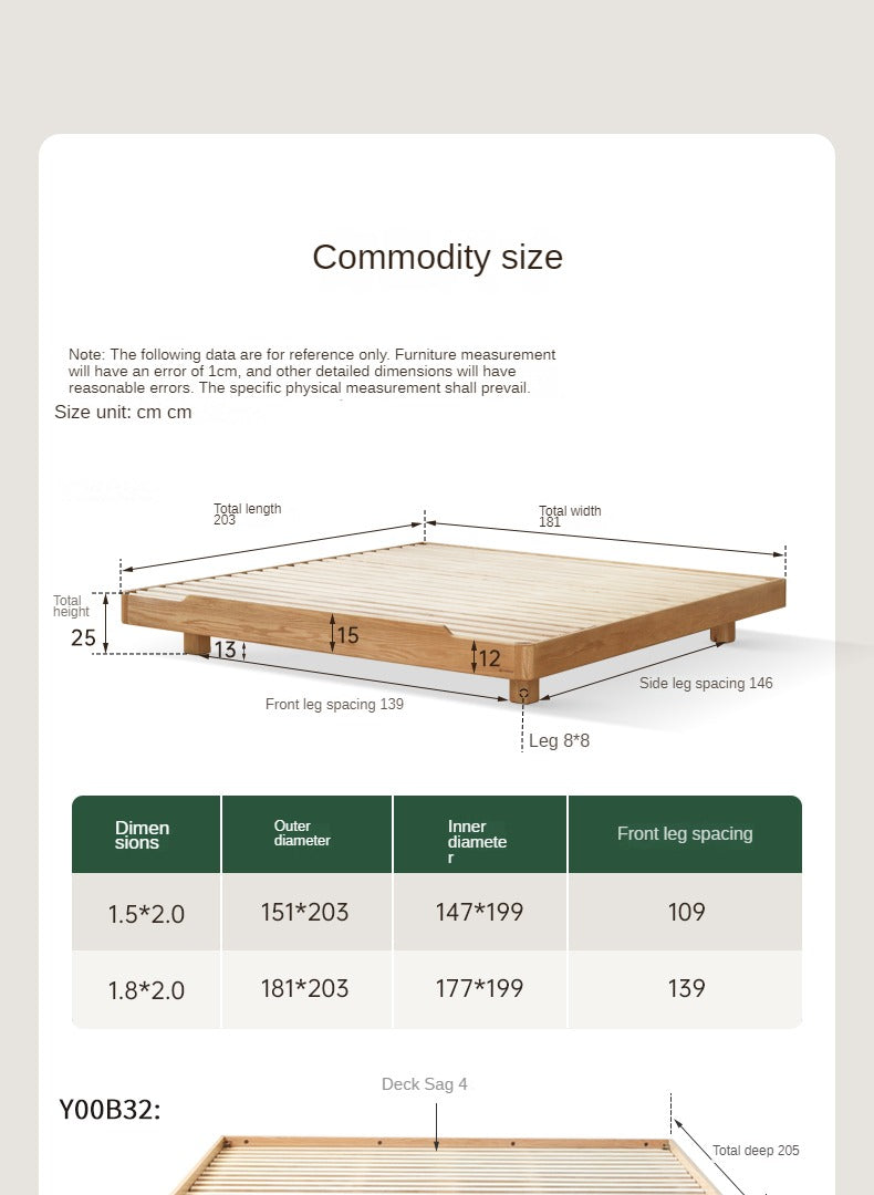 Modern Solid Wood Platform Bed - Oak & Beech Frame, Floating Design with Optional Headboard & LED Lighting - Perfect for Contemporary Bedrooms & Minimalist Home Decor