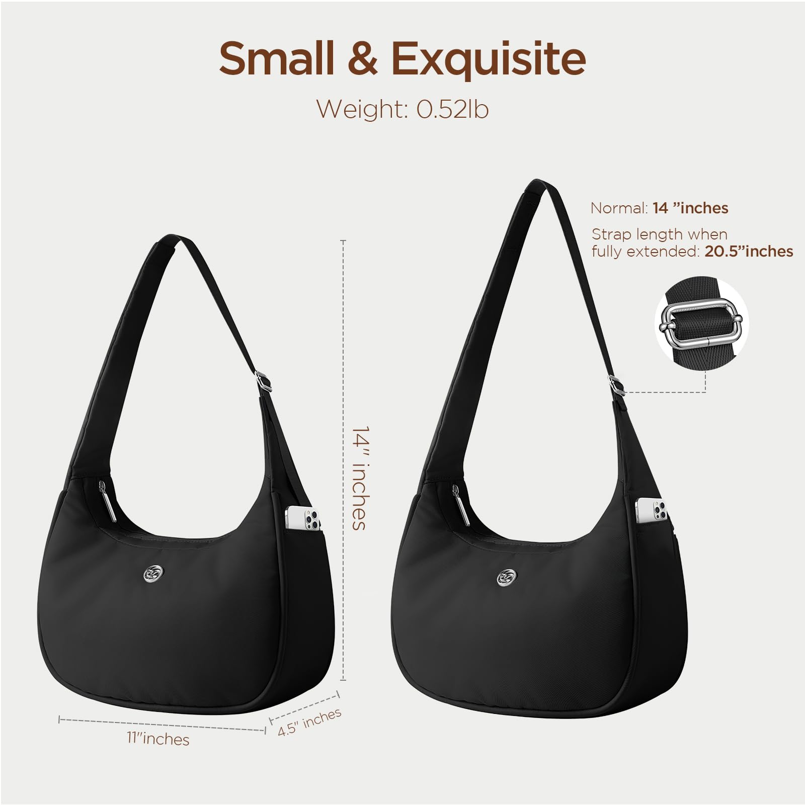 Babysun Mini Shoulder Bag for Women - 4L Nylon Crescent Crossbody Purse, Small Underarm Tote Handbag - Perfect for Travel, Shopping & Everyday Use
