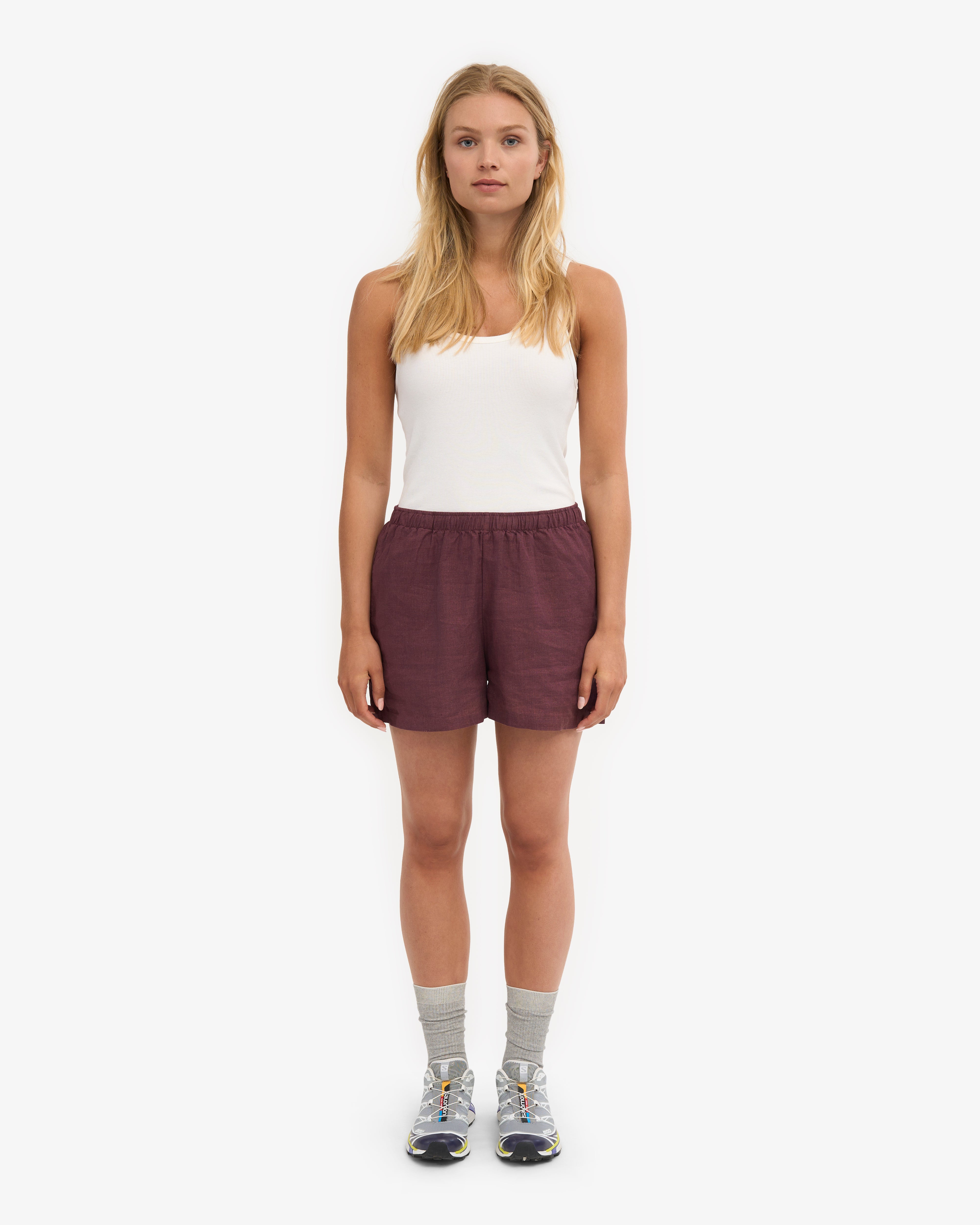 Stylish Linen Shorts for Women - Oxblood Red | Comfortable & Breathable Summer Shorts for Casual Wear, Beach, and Travel