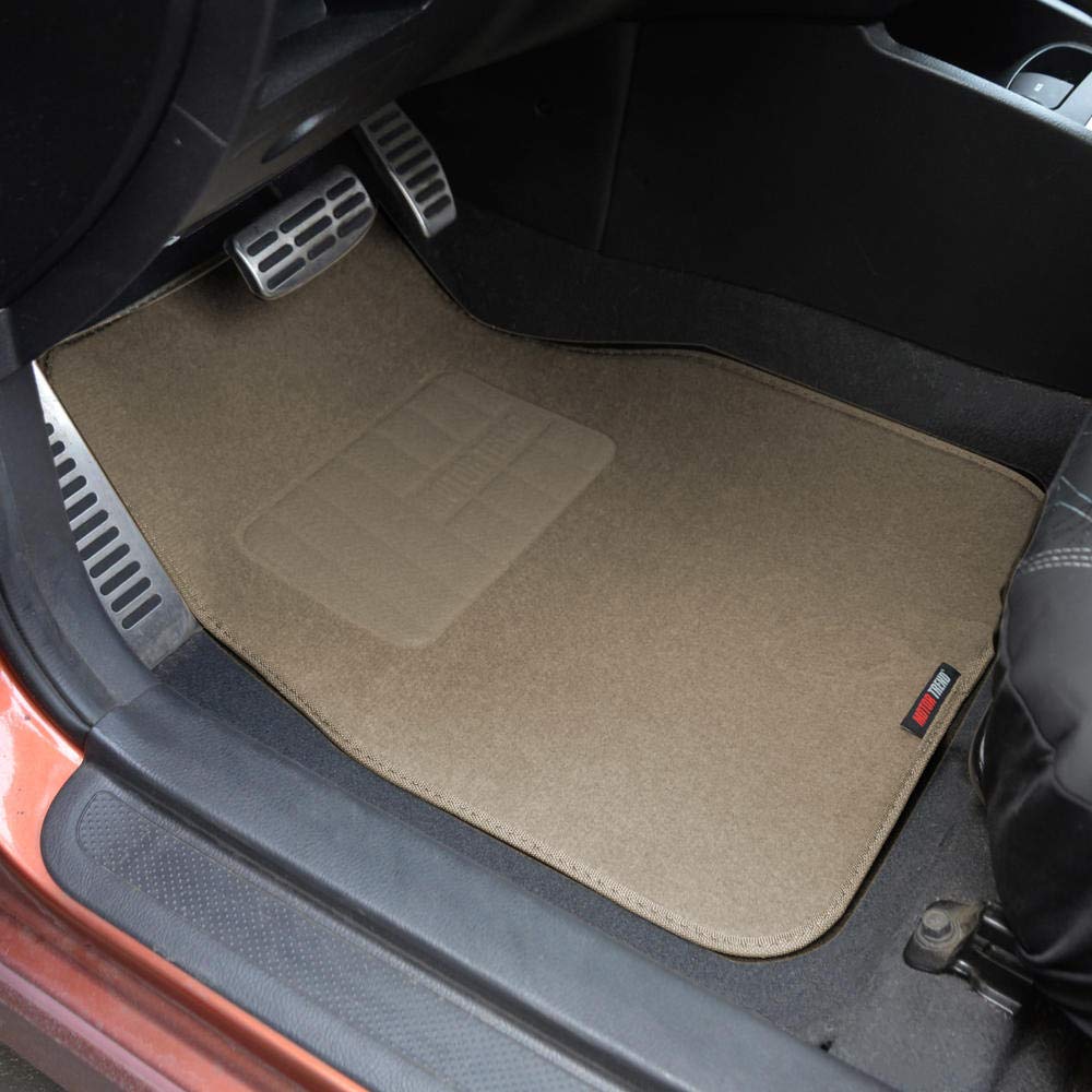 BDK MT-300 4-Piece Auto Carpet Floor Mats Set with PolyPro Seat Covers & Steering Wheel Cover - Universal Fit for Cars, Trucks, Vans & SUVs | Durable Interior Protection for Daily Commute, Road Trips & Family Travel