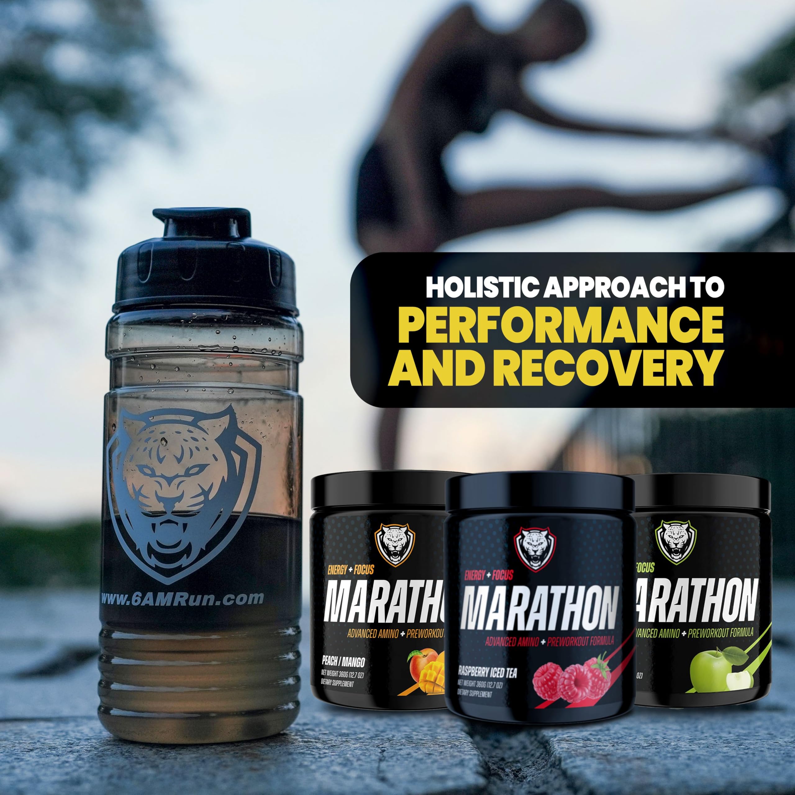 6AM Run Marathon Pre Workout Powder - Clean Energy Boost for Distance Running & Cardio | Natural Amino Acid Formula for Stamina & Endurance | Keto, Vegan Friendly with Electrolytes | Green Apple Flavor (30 Servings) - Perfect for Marathon Training, Gym Workouts & Outdoor Running
