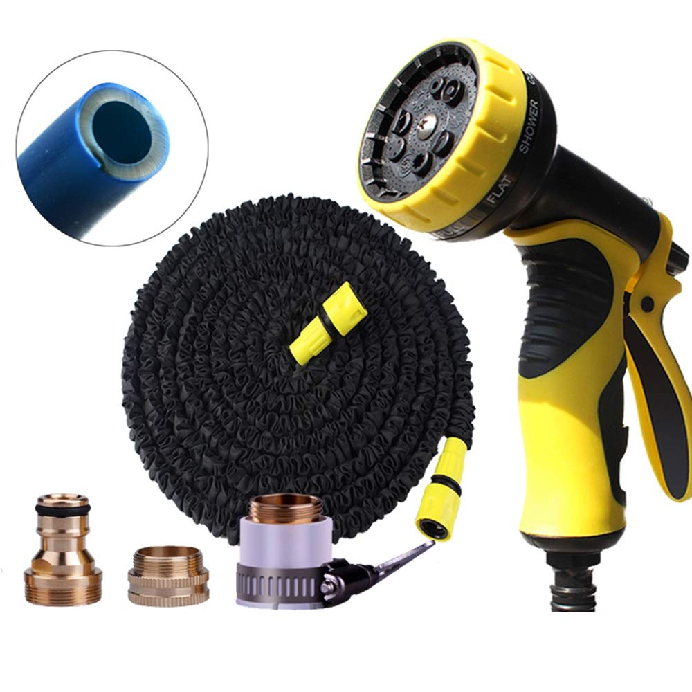 LJFPB Expandable Garden Hose 50-100FT - Anti-Leak Water Hose with 8 Function Spray Nozzle for Lawn, Yard & Plant Watering - Lightweight & Durable (15m/49ft) - Perfect for Gardening, Car Washing & Outdoor Cleaning