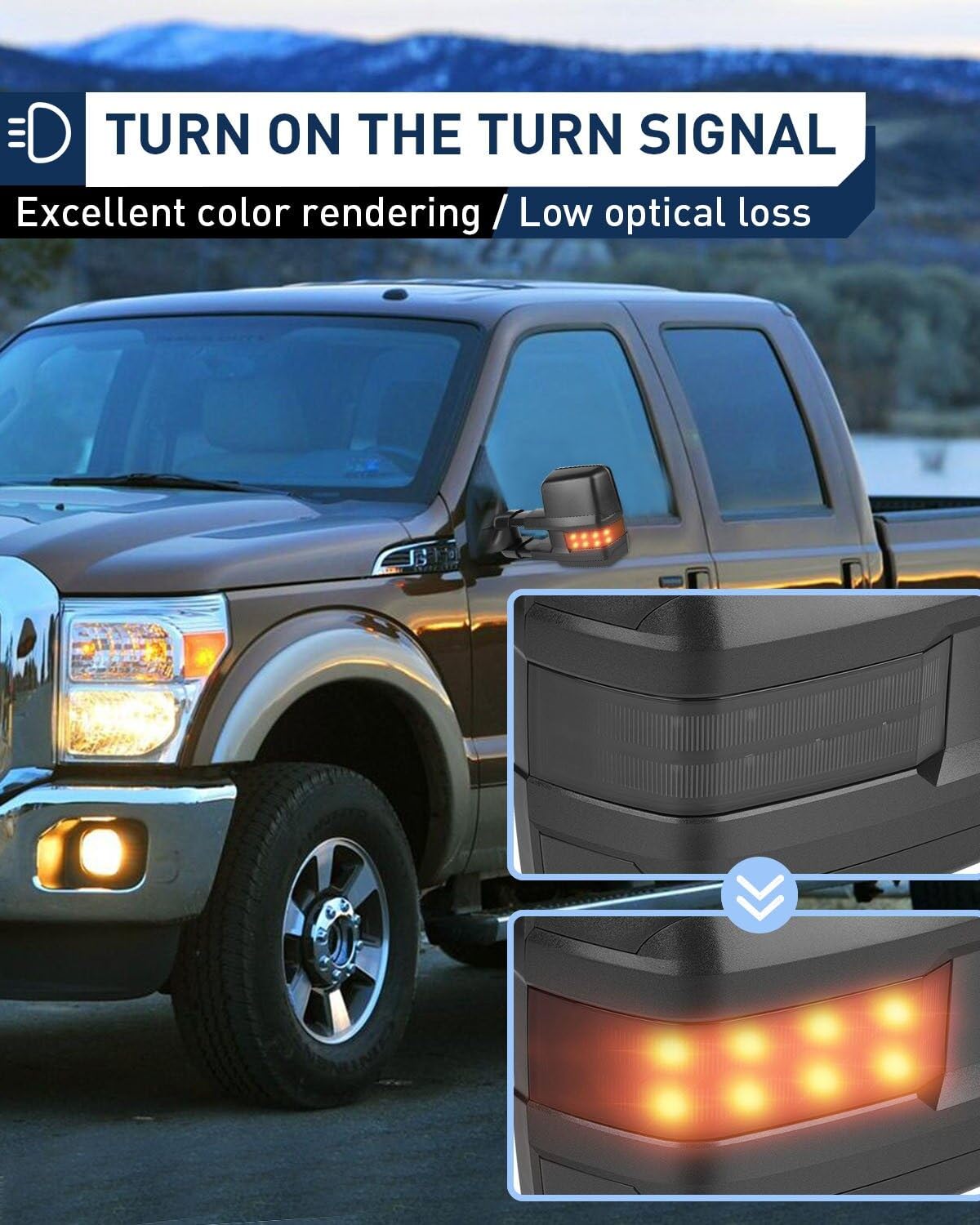 ECCPP Power Heated LED Signal Light Towing Mirrors - Replacement Pair for 1999-2002 Chevy & GMC Trucks - Black Side Mirrors for Enhanced Visibility & Safety During Towing & Off-Road Adventures