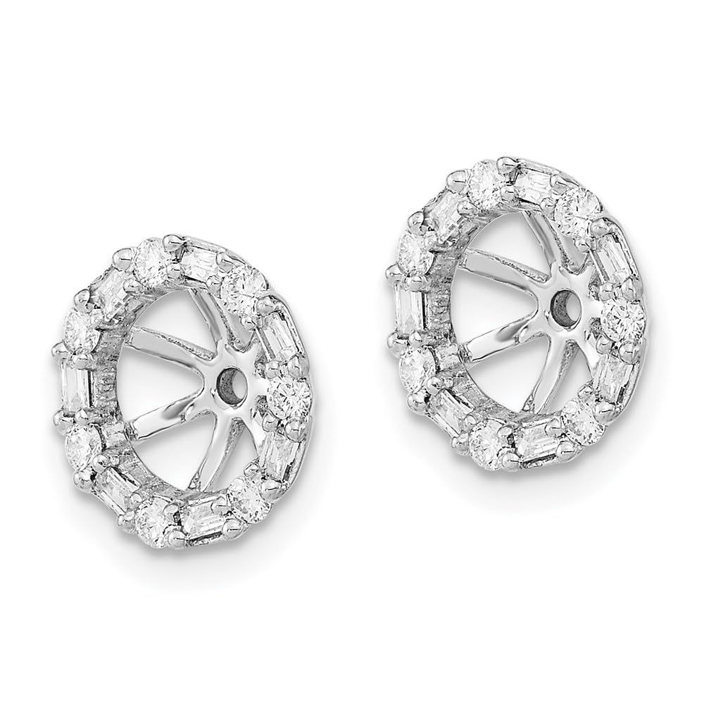 14K White Gold Diamond Earring Jackets - 0.41 Inch Round Stud Enhancers for Women | Elegant Wedding, Party & Everyday Jewelry Accessories