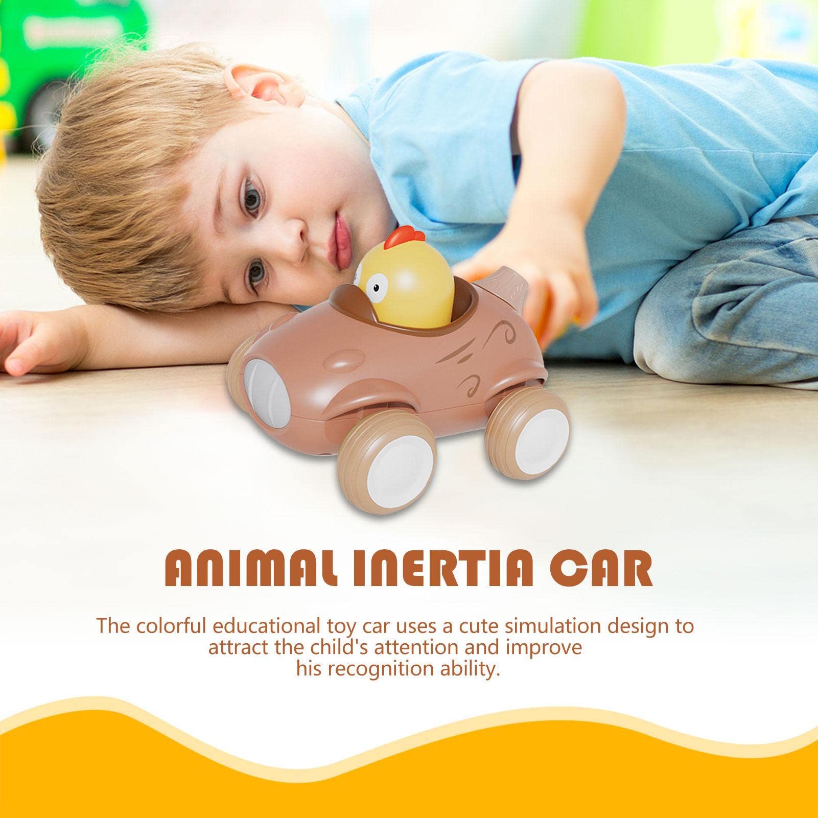 TOSIER Toddler Car Toys with Lights & Sounds | Inertia Push & Pull Vehicles for Kids & Pets - Fun Learning & Interactive Play for Indoor & Outdoor Activities