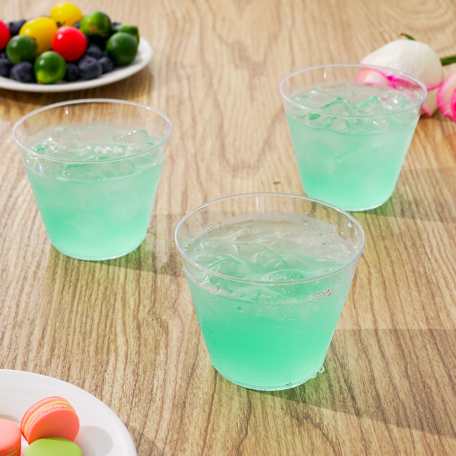 9 oz Clear Plastic Cups - 100 Pack Disposable Wedding & Cocktail Cups, Bulk Clear Plastic Tumblers for Iced Coffee, Cold Beverages - Perfect for Parties, Events, and Home Use