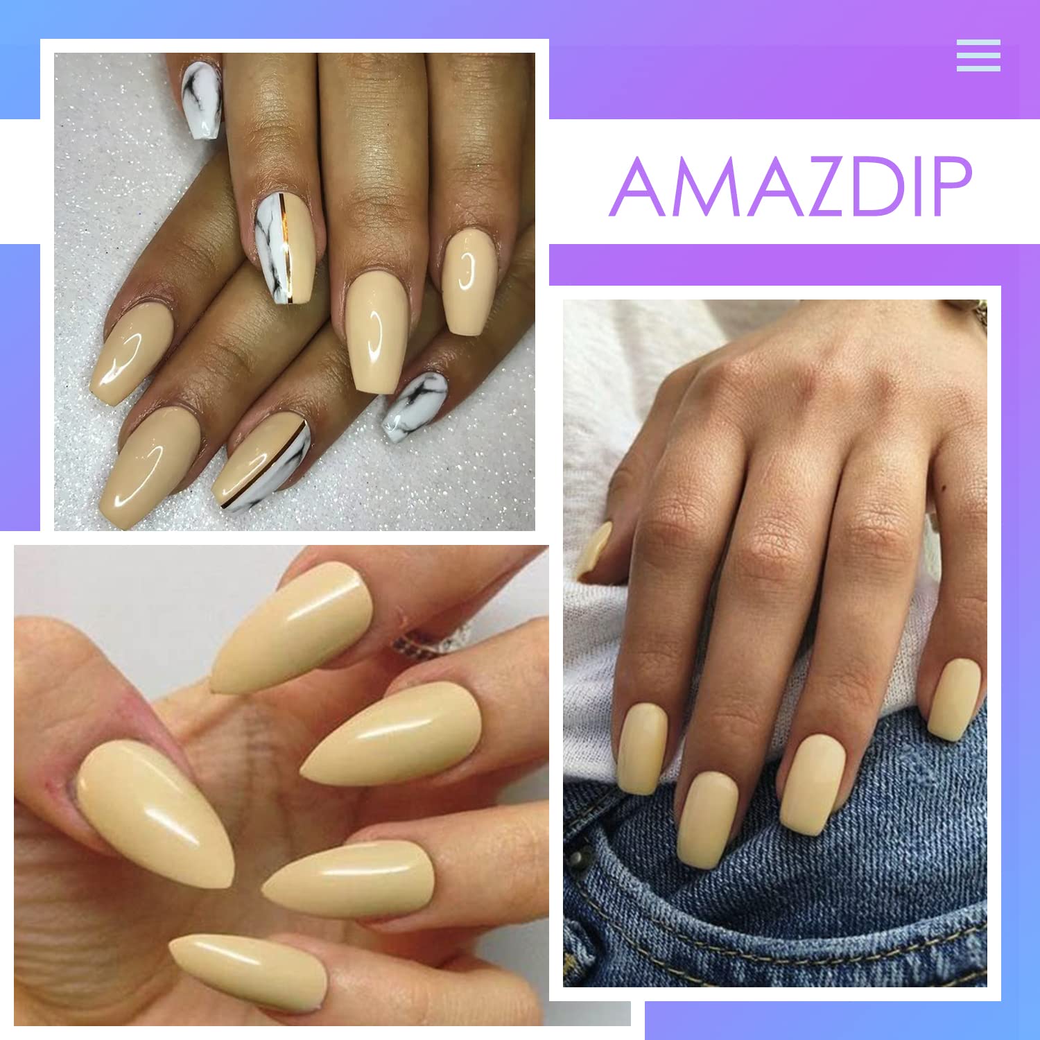 AMAZDIP Peach Color Dip Powder Nails - 2oz (56g) for French Manicure & Nail Art - Salon & DIY Home Use - Perfect for Parties, Weddings & Everyday Wear