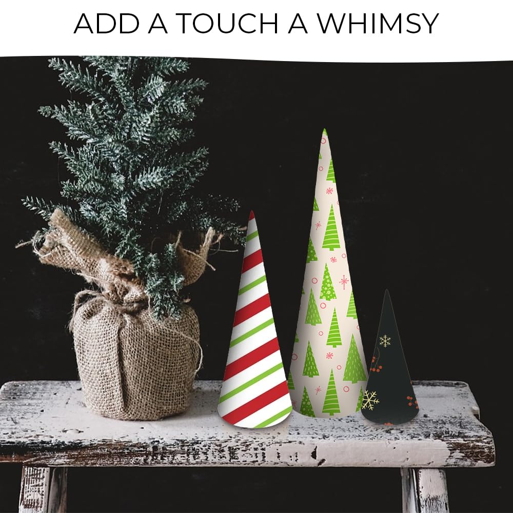 12 Pack Paper Mache Craft Cones - Open Bottom Cardboard Cones for DIY Gnomes, Ornaments, Christmas Trees - Fall, Halloween & Holiday Decorations - 3 Sizes (13.75x5, 10.63x4, 7x3 inches) - Perfect for Home Decor, Party Crafts & Seasonal DIY Projects