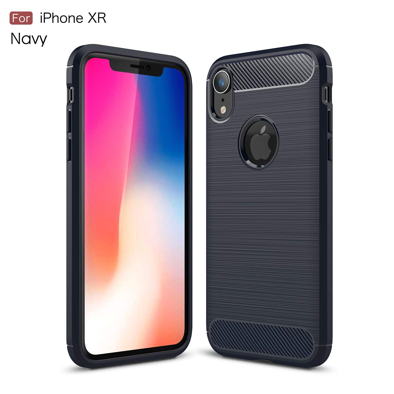 iPhone XR Case by Cell Shellz - Premium Brushed TPU Cover with Wireless Charging Support, Full Body Protection in Navy Blue | Perfect for Everyday Use, Travel & Work