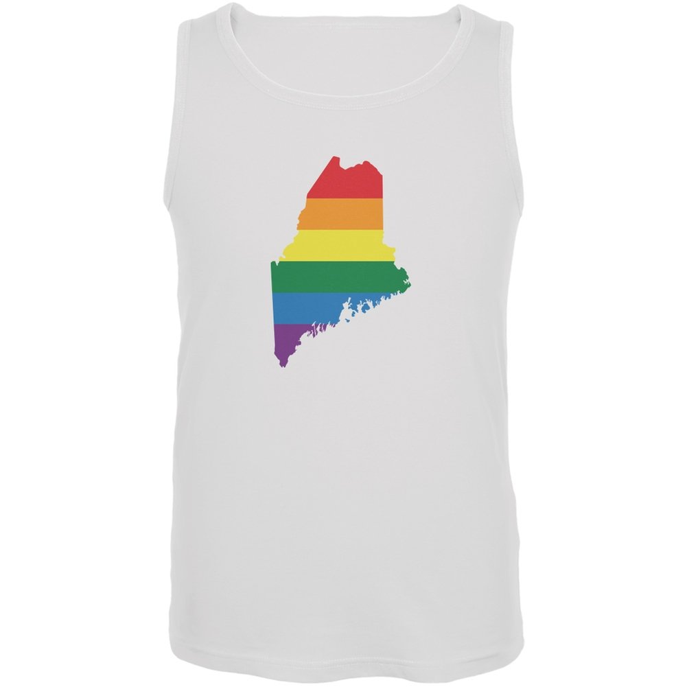 LGBTQ+ Pride Rainbow White Tank Top for Adults - Small | Gay Pride Apparel for Festivals, Parades & Celebrations