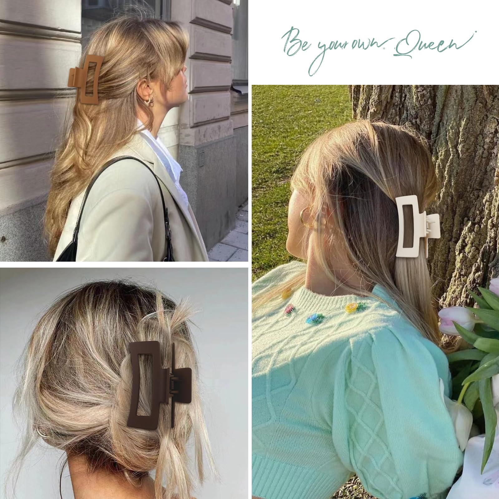 3.5 Inch Hair Claw Clips 6 Pack for Women - Amber Hair Accessories for Styling