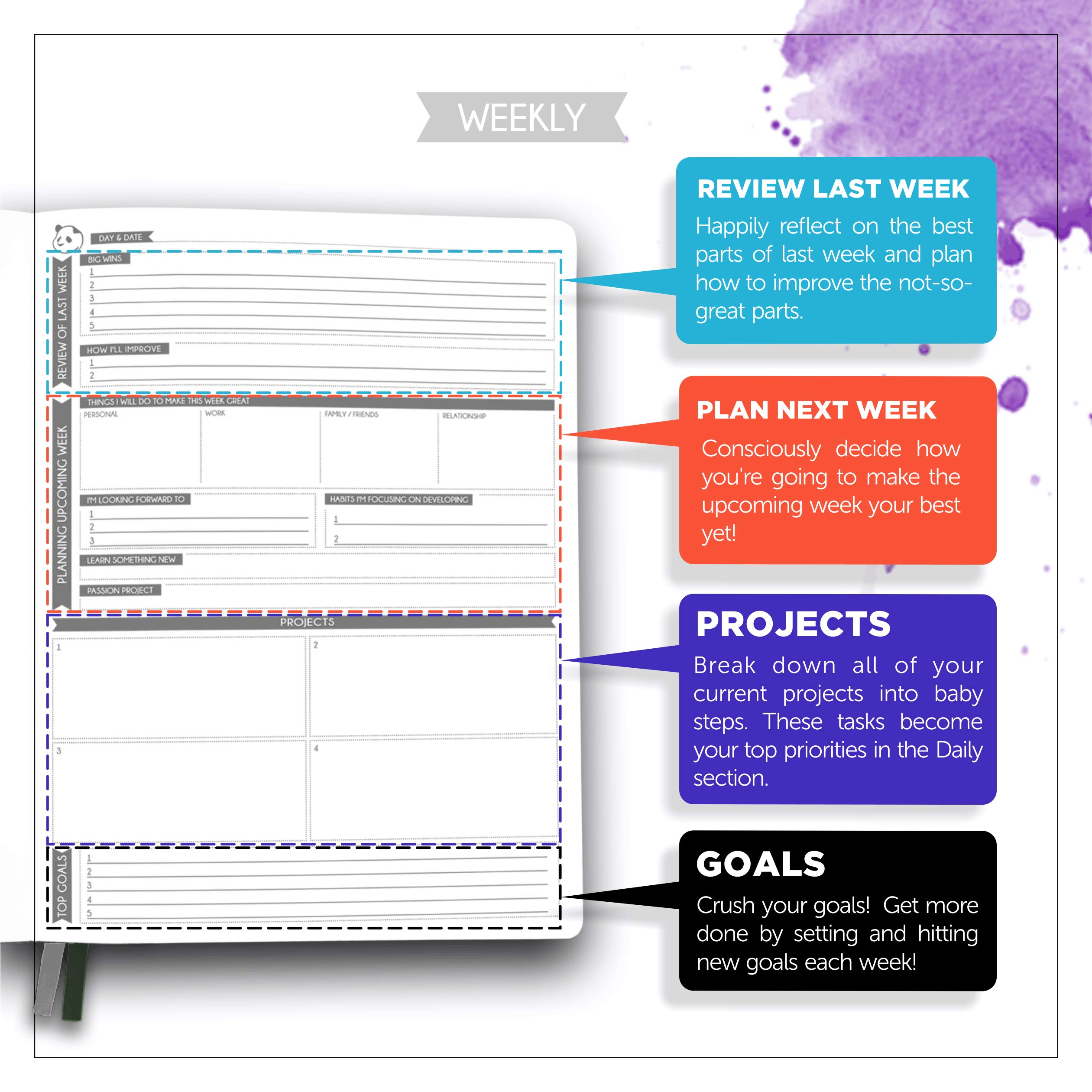 Dark Green Undated 6-Month Daily Planner with Classic Sticky Notes - Panda Planner Productivity Organizer for Work, School & Goal Tracking | Perfect for Professionals, Students & Busy Moms
