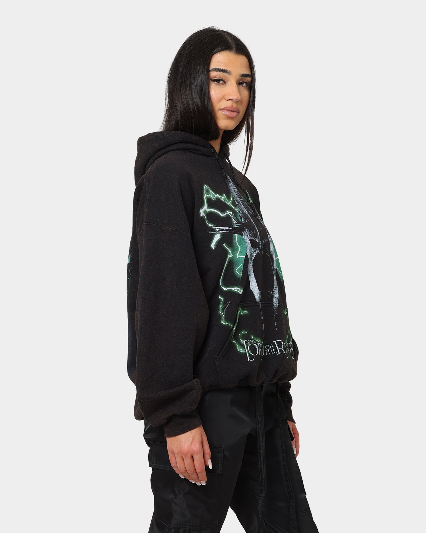 Vintage Lord of the Rings Witch King of Angmar Hoodie - Washed Black | American Thrift | Perfect for Cosplay, Halloween & Fantasy Fans