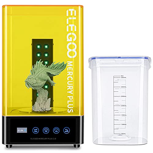 ELEGOO Mercury Plus 2-in-1 3D Printer Wash & Cure Station V2 - Compatible with Mars, Photon S, Photon Mono LCD SLA/DLP 3D Printers - Perfect for Post-Processing Resin Prints