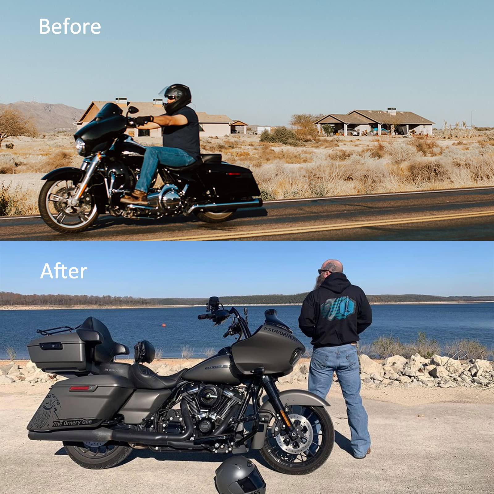 Advanblack King Tour Pack for Harley Touring, Road King Special, Street Glide Special, Road Glide Special (2014-2021) - Bonneville Salt Denim - Perfect for Long Rides & Motorcycle Travel Accessories