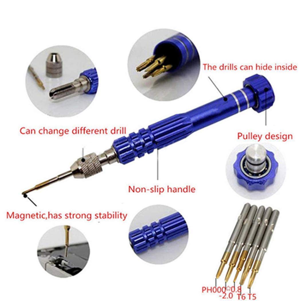 Professional 5-in-1 Micro Precision Screwdriver Set with Magnetic S2 Steel Bits - Ideal for Smartphone, Tablet, Eyeglass & Watch Repair | Perfect for DIY Electronics, Jewelry Maintenance & Small Device Fixes