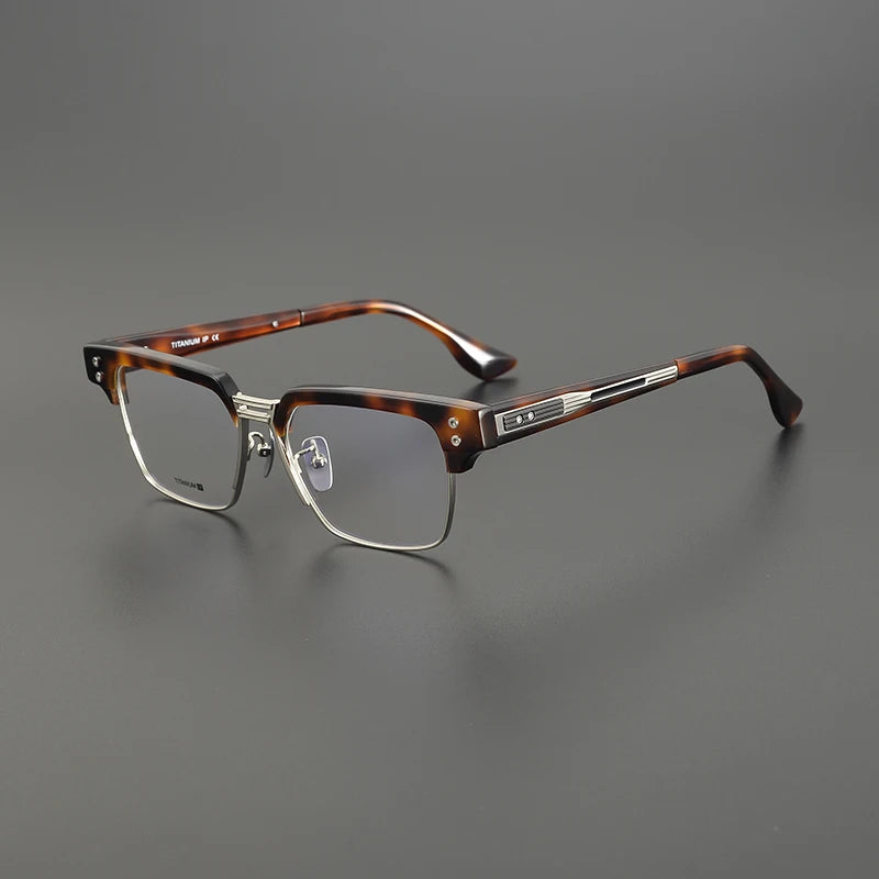 Stylish Unisex Black Acetate & Titanium Square Eyeglasses D410 - Perfect for Work, Reading & Fashion Accessories