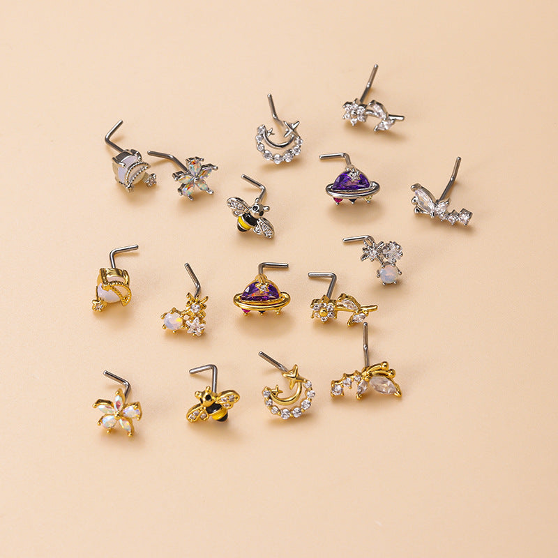 20G Surgical Steel Small Nose Ring & Nose Stud Moonstar Nose Piercing Jewelry | Hypoallergenic Body Jewelry for Women & Men | Perfect for Everyday Wear, Parties & Special Occasions