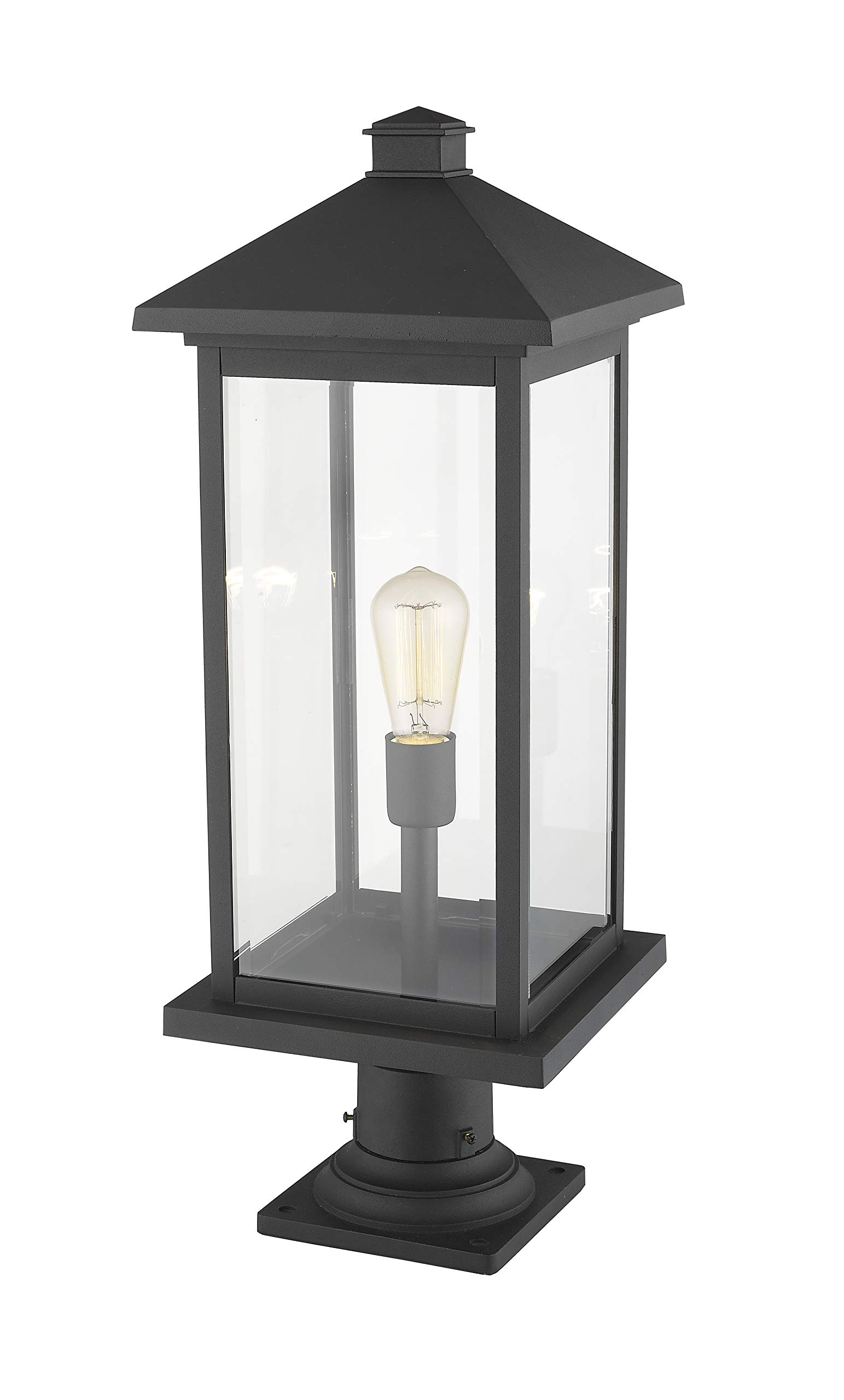 Black Portland 1 Light Outdoor Pier Mount Wall Sconce - Waterproof Exterior Lighting Fixture for Porch, Garage & Garden | Durable Weather-Resistant Design