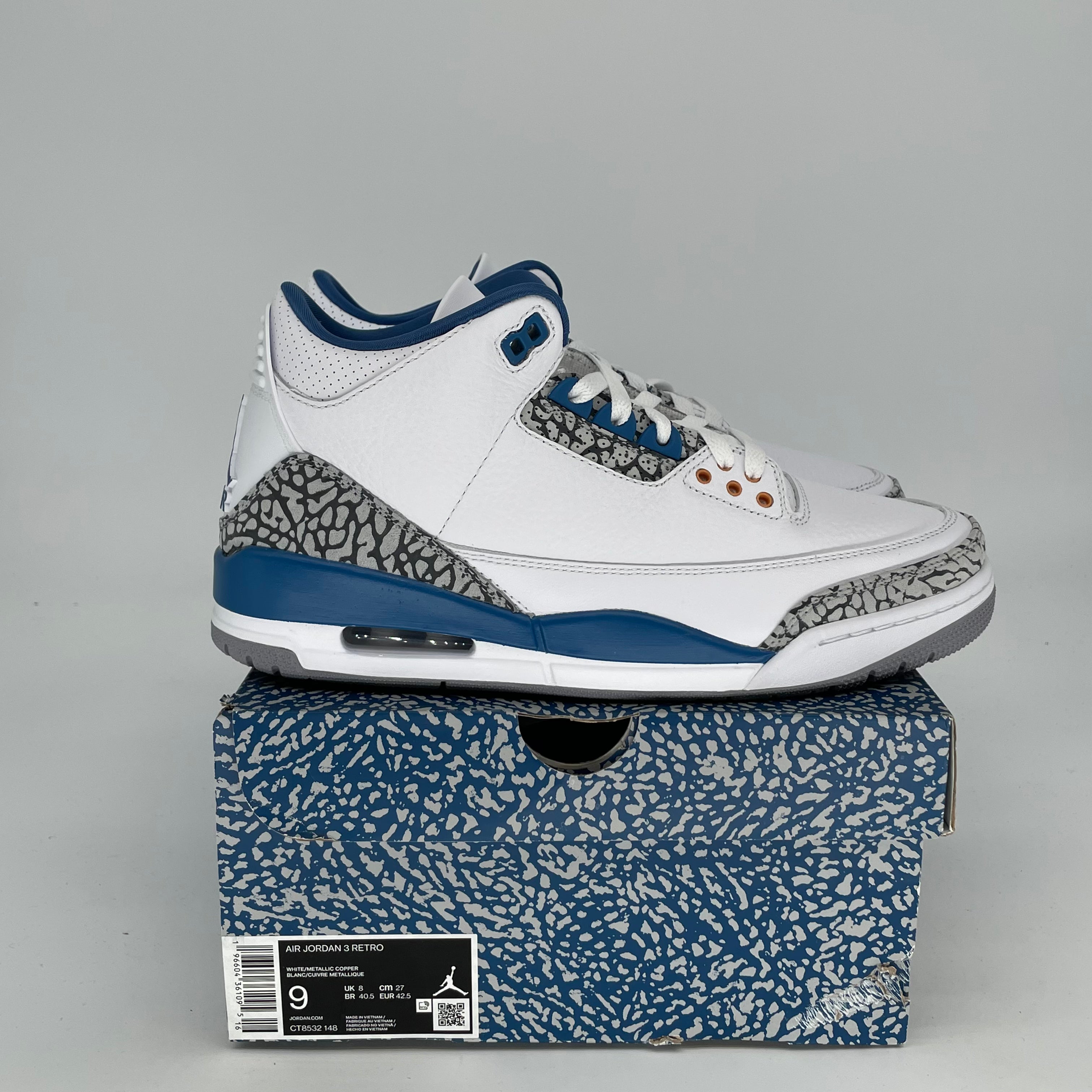 AIR JORDAN 3 Retro WIZARDS Basketball Shoes Men's Size 9/10.5W - Style Code CT8532-148 | Authentic Sneakers for Streetwear, Sports & Casual Wear