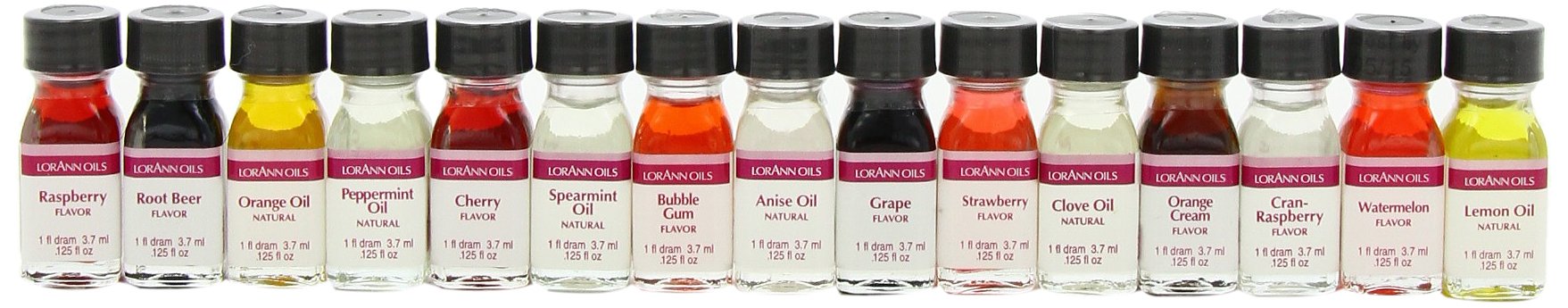 LorAnn SS Variety Pack - 24 Pack of 1 Dram (3.7ml) Bottles - Essential Oils, Flavorings & Extracts for Baking, Candy Making & DIY Crafts