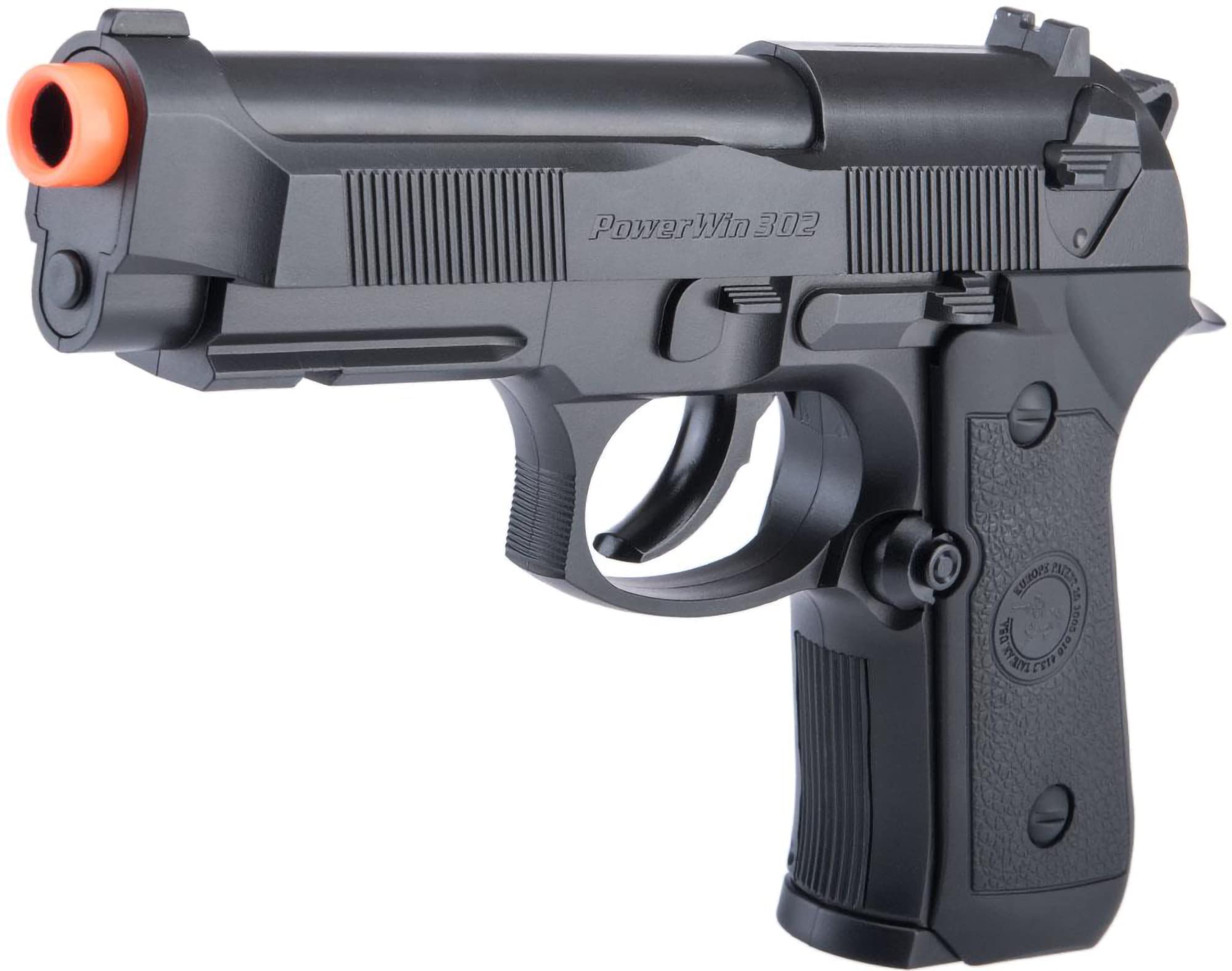 Win Gun High Power M9 CO2 Airsoft Pistol - Black Gas Powered Airsoft Gun for Tactical Training & Outdoor Shooting Games | Evike Airsoft