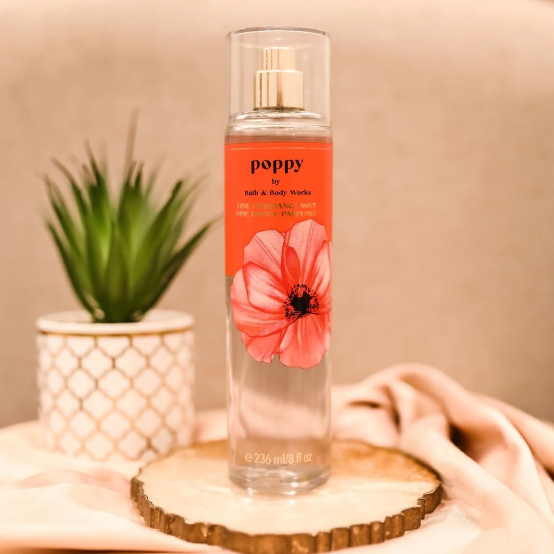 Bath & Body Works Poppy Fine Fragrance Body Mist - 8 Fl Oz Floral Perfume Spray for Women | Fresh & Long-Lasting Scent for Daily Wear, Work, Date Night & Special Occasions