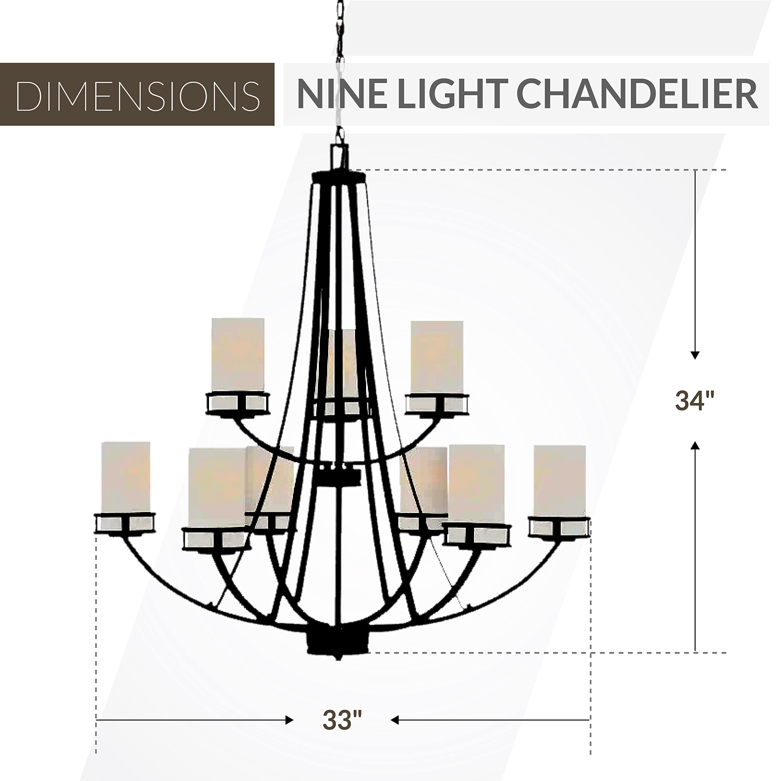 Generation Lighting 9-Light Robie Chandelier in Midnight Black (3121609-112) - Modern Ceiling Light Fixture for Dining Room, Living Room & Bedroom Decor | Uses A19 Standard or LED Bulbs | Perfect for Contemporary Home Lighting & Interior Design