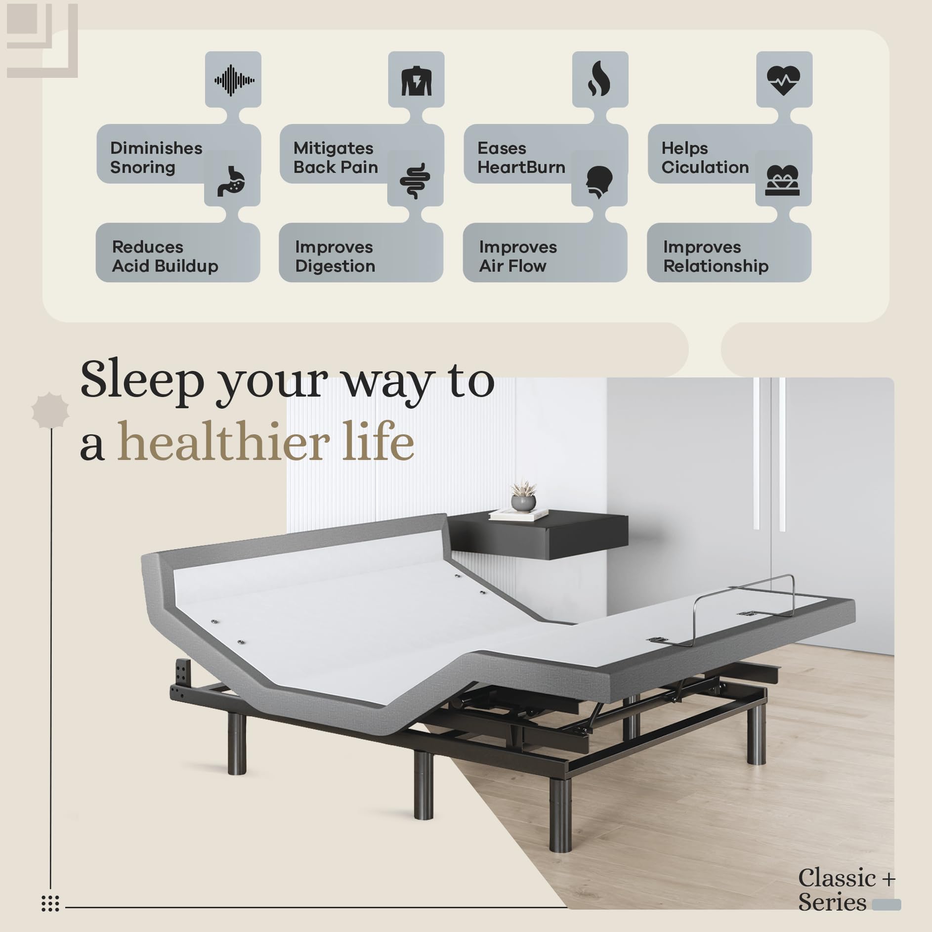 Sven & Son Adjustable Bed Base with Massage & USB for Home Comfort