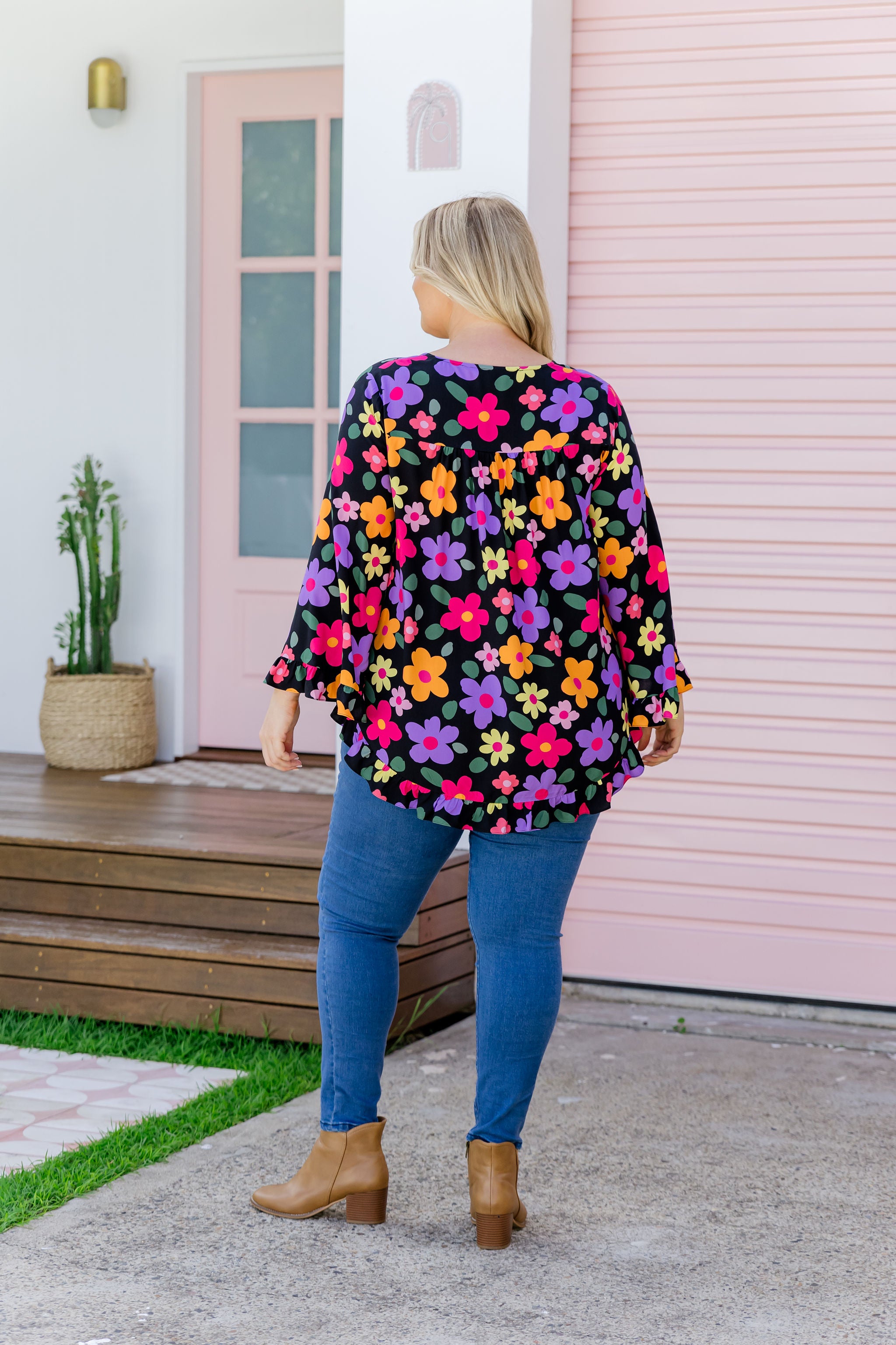 Natalie Women's Long Sleeve Blouse Floral Print Tops for Casual Wear, Office & Date Night Outfits