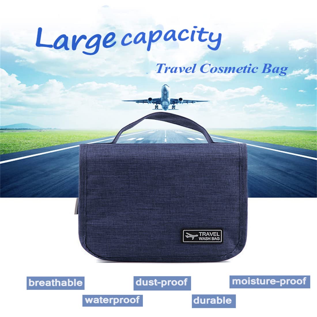 Waterproof Travel Makeup Bag with Hook & Handle - Cosmetic Organizer for Toiletries, Makeup Brushes, Jewelry & Digital Accessories | Perfect for Travel, Gym & Daily Use (Green)