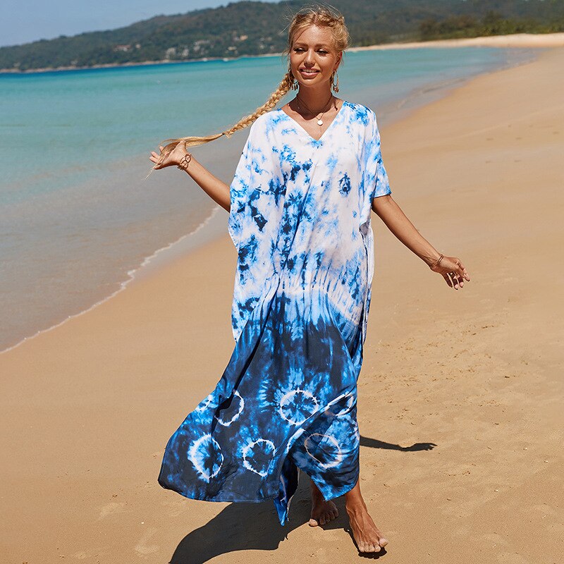Bohemian Beach Dresses & Kaftans - Flowy Bikini Cover Ups, Maxi Robe for Women | Elegant Swimwear Coverup for Pool, Vacation & Summer Outfits