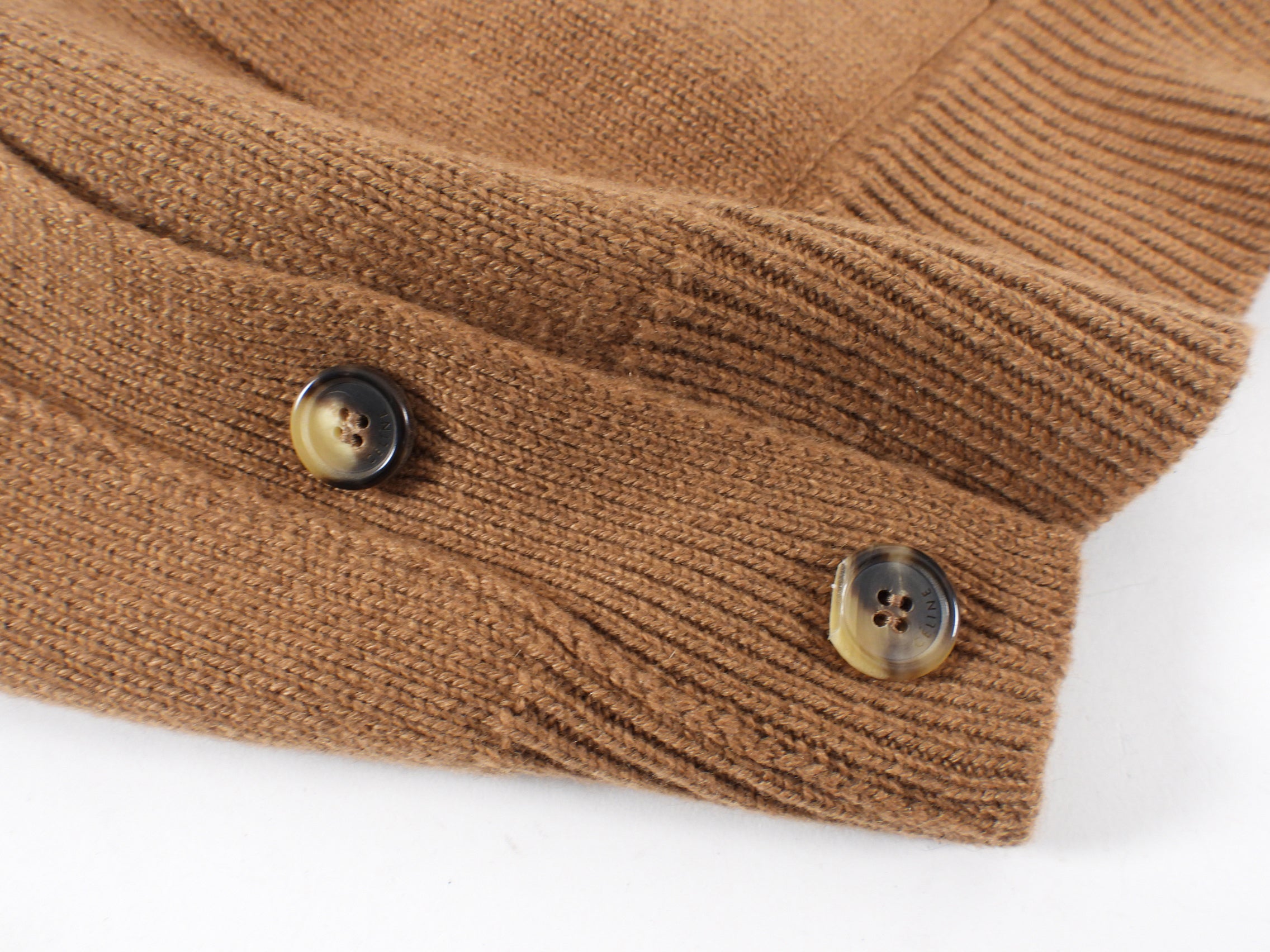 Celine Caramel Brown Cashmere Cardigan Sweater for Women - Soft & Warm Knit Pullover (Sizes S/M) - Perfect for Fall & Winter Fashion, Office Wear & Casual Outings